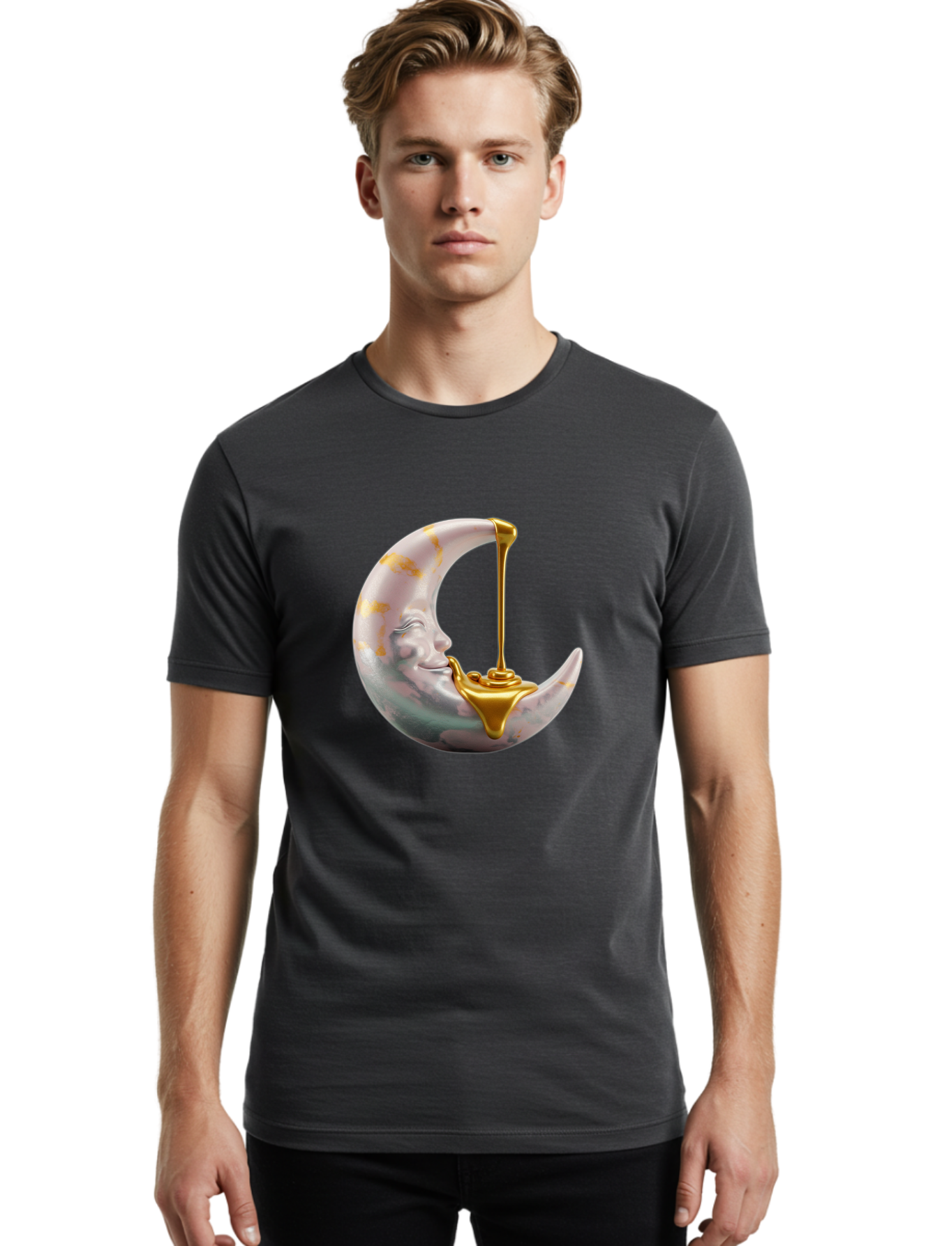Crescent-Moon-Pouring-Oil Men'S Graphic Tee, 100% Cotton, Comfortable Casual Summer Wear, Machine Washable, Vintage Camera, Old Camera, Antique Camera, Black Camera, Classic Photography, Photography Equipment, Nostalgic Device, Film Camera, Bae988