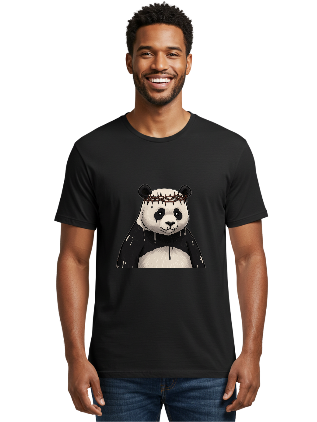 Crowned-Panda-1 Men'S Graphic Tee, 100% Cotton, Comfortable Casual Summer Wear, Machine Washable, Vintage Camera, Old Camera, Antique Camera, Black Camera, Classic Photography, Photography Equipment, Nostalgic Device, Film Camera, Camera Art Bae990