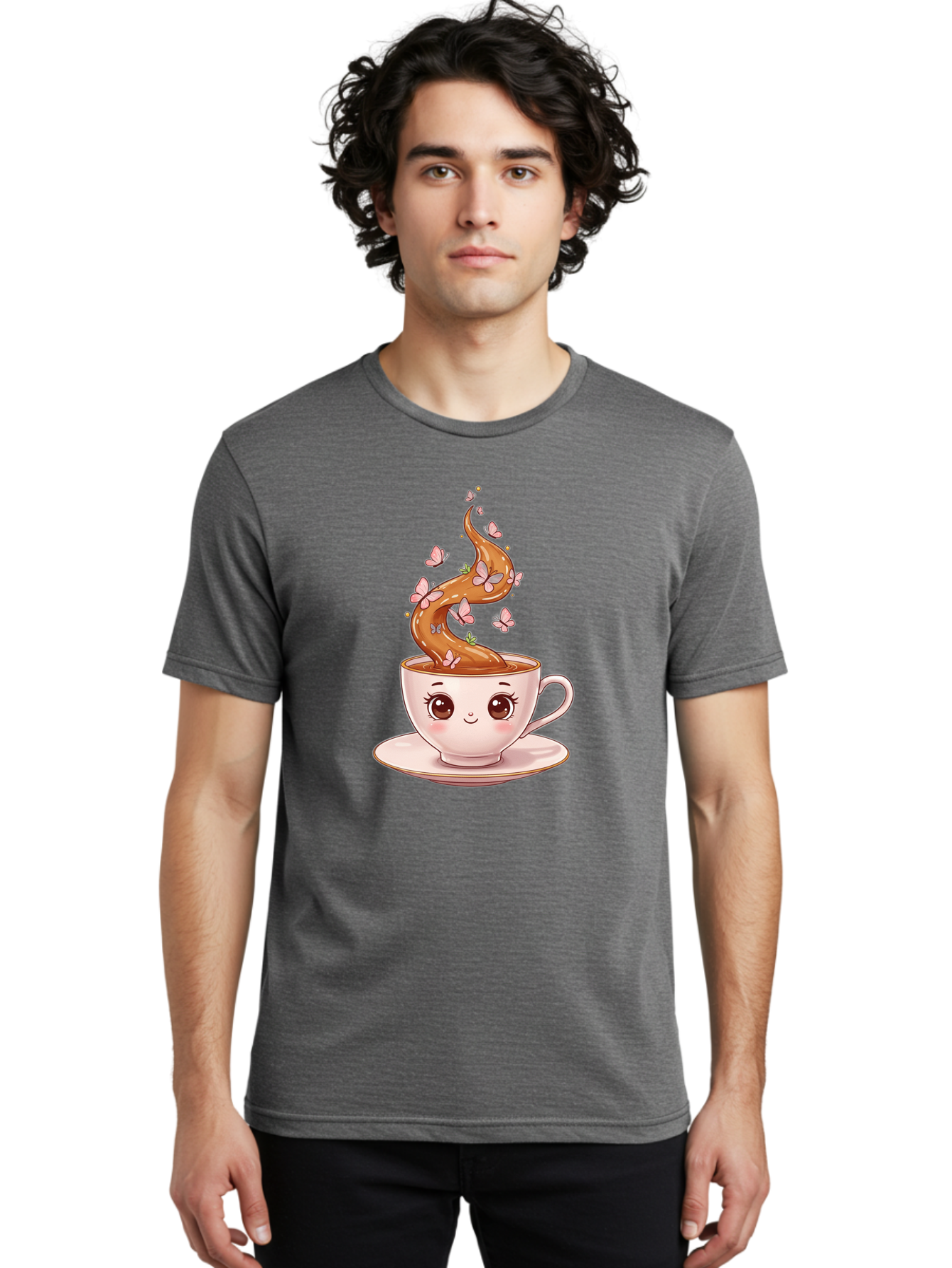 Cup-Of-Coffee-1 Men'S Graphic Tee, 100% Cotton, Comfortable Casual Summer Wear, Machine Washable, Vintage Camera, Old Camera, Antique Camera, Black Camera, Classic Photography, Photography Equipment, Nostalgic Device, Film Camera, Camera Art Bae994