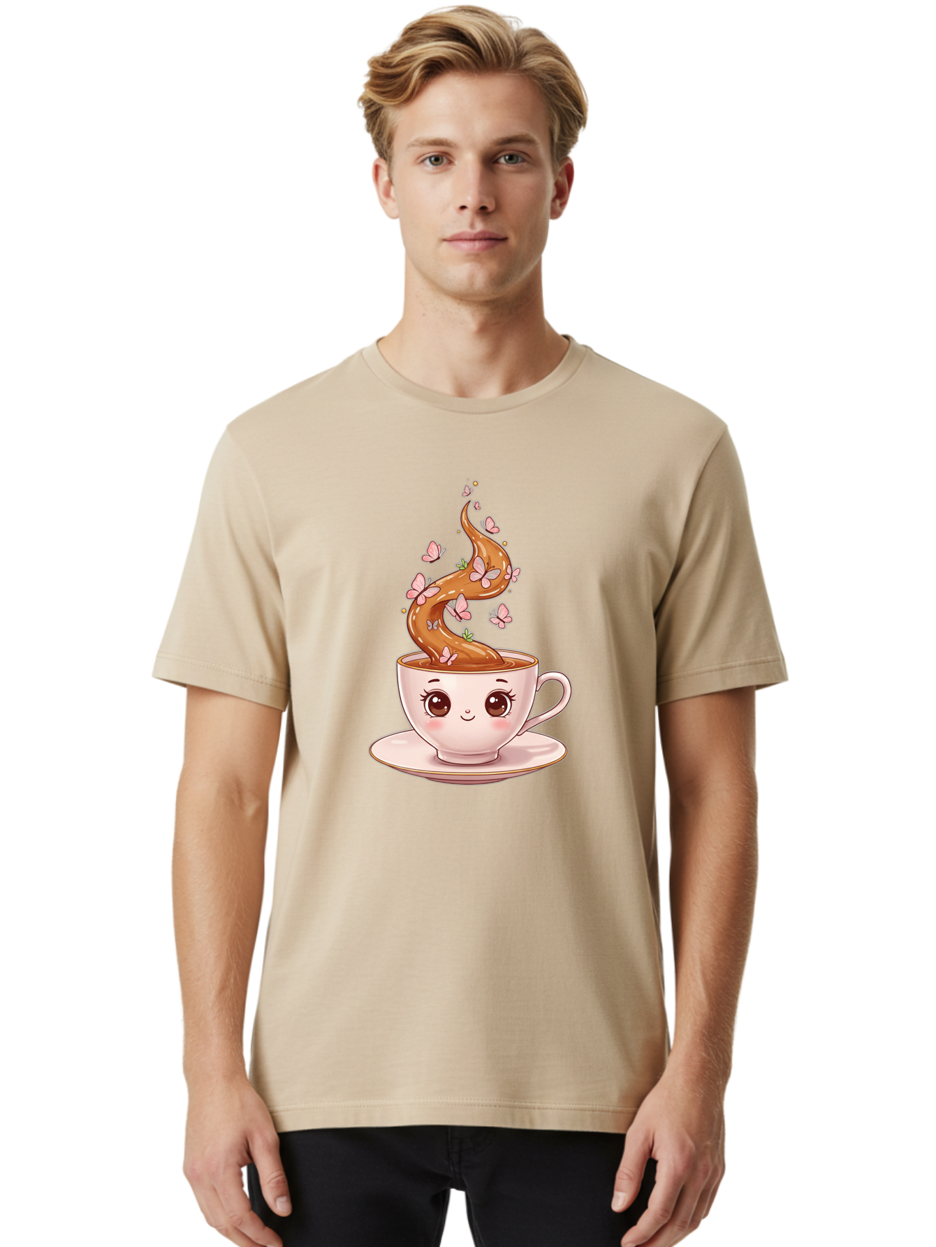 Cup-Of-Coffee-1 Men'S Graphic Tee, 100% Cotton, Comfortable Casual Summer Wear, Machine Washable, Vintage Camera, Old Camera, Antique Camera, Black Camera, Classic Photography, Photography Equipment, Nostalgic Device, Film Camera, Camera Art Bae994