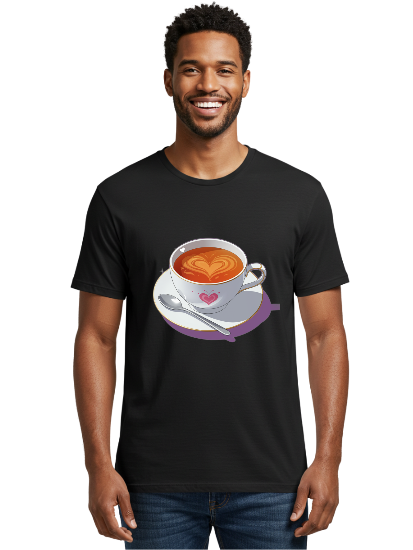 Cup-Of-Coffee-With-Heart Men'S Graphic Tee, 100% Cotton, Comfortable Casual Summer Wear, Machine Washable, Vintage Camera, Old Camera, Antique Camera, Black Camera, Classic Photography, Photography Equipment, Nostalgic Device, Film Camera, Bae995