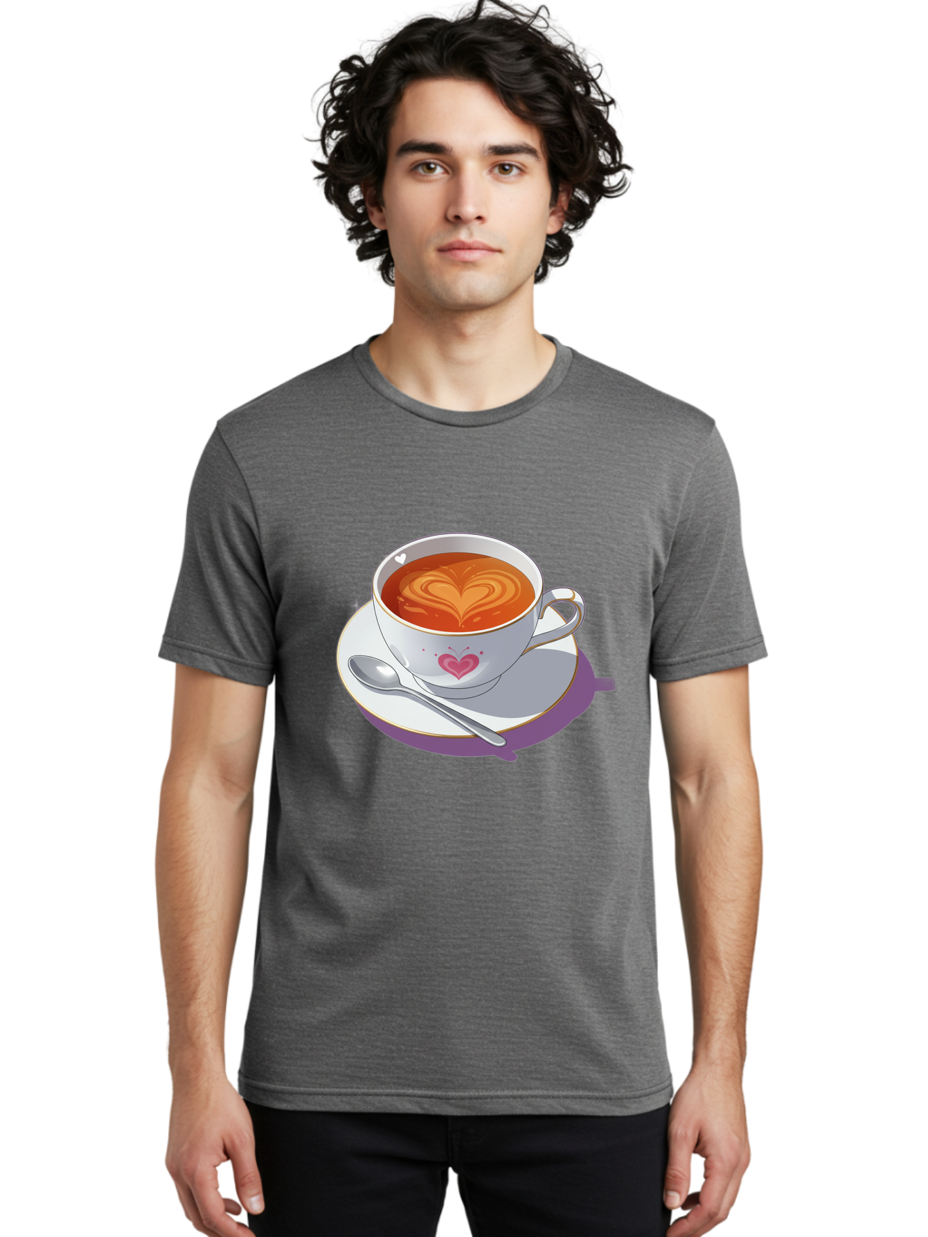 Cup-Of-Coffee-With-Heart Men'S Graphic Tee, 100% Cotton, Comfortable Casual Summer Wear, Machine Washable, Vintage Camera, Old Camera, Antique Camera, Black Camera, Classic Photography, Photography Equipment, Nostalgic Device, Film Camera, Bae995
