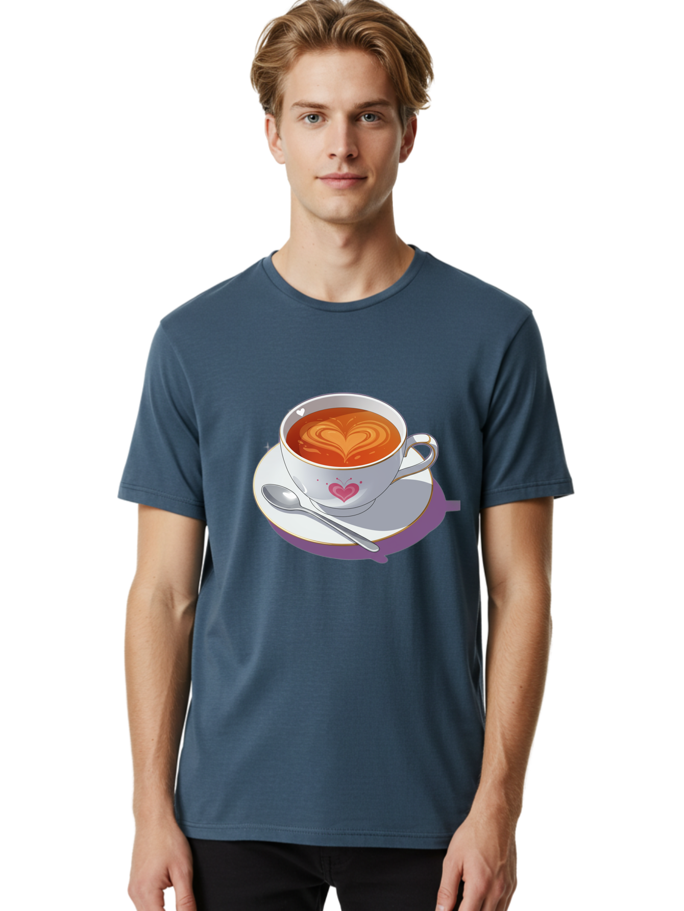 Cup-Of-Coffee-With-Heart Men'S Graphic Tee, 100% Cotton, Comfortable Casual Summer Wear, Machine Washable, Vintage Camera, Old Camera, Antique Camera, Black Camera, Classic Photography, Photography Equipment, Nostalgic Device, Film Camera, Bae995
