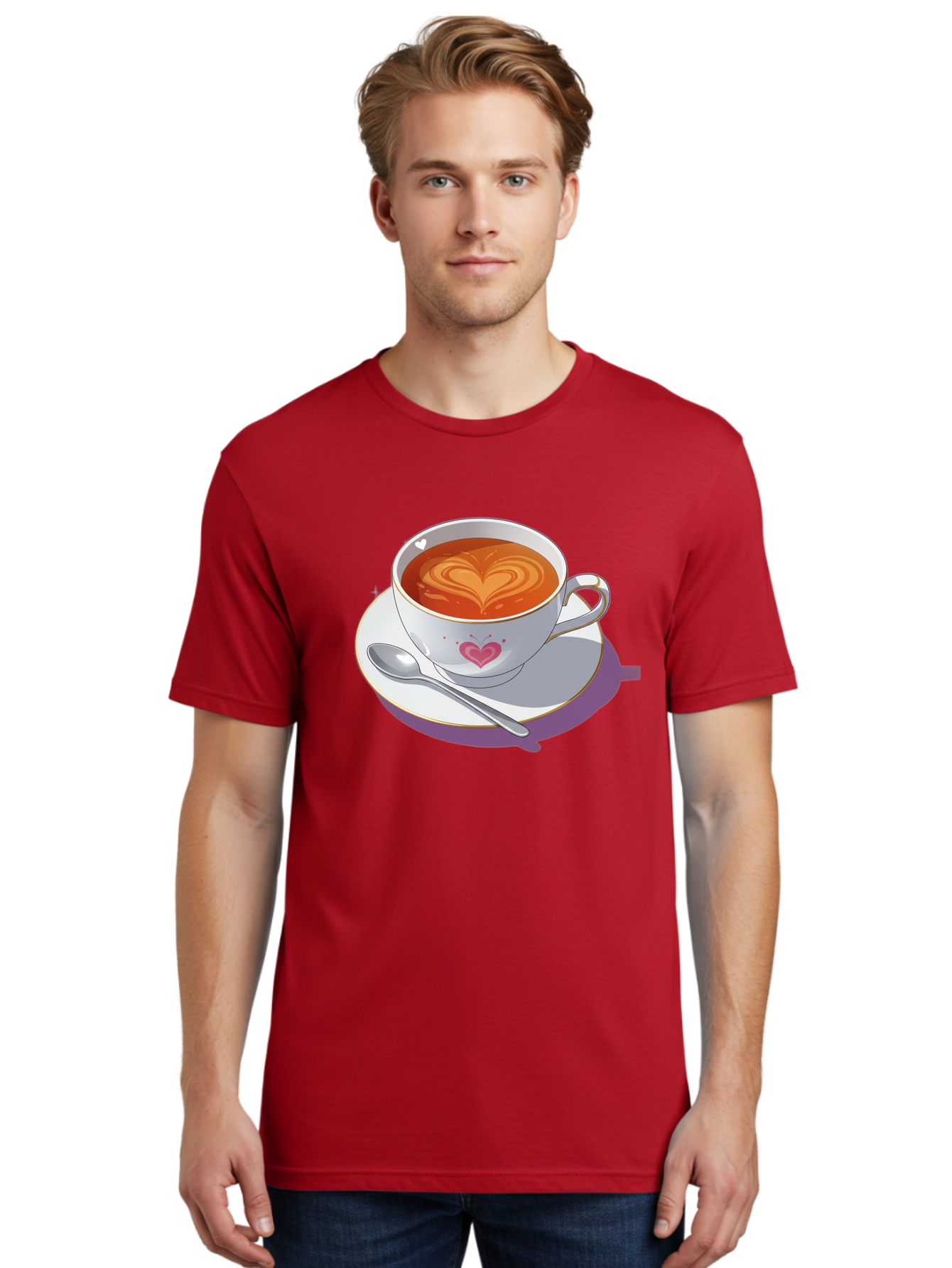 Cup-Of-Coffee-With-Heart Men'S Graphic Tee, 100% Cotton, Comfortable Casual Summer Wear, Machine Washable, Vintage Camera, Old Camera, Antique Camera, Black Camera, Classic Photography, Photography Equipment, Nostalgic Device, Film Camera, Bae995