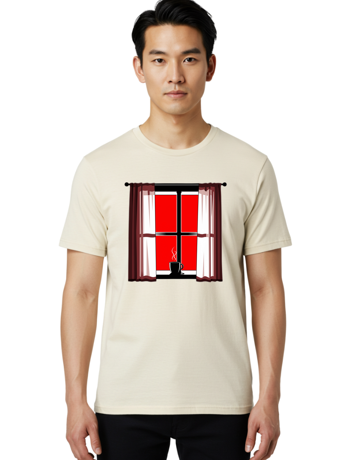 Cup-On-Windowsill Men'S Graphic Tee, 100% Cotton, Comfortable Casual Summer Wear, Machine Washable, Vintage Camera, Old Camera, Antique Camera, Black Camera, Classic Photography, Photography Equipment, Nostalgic Device, Film Camera, Camera Art Bae998