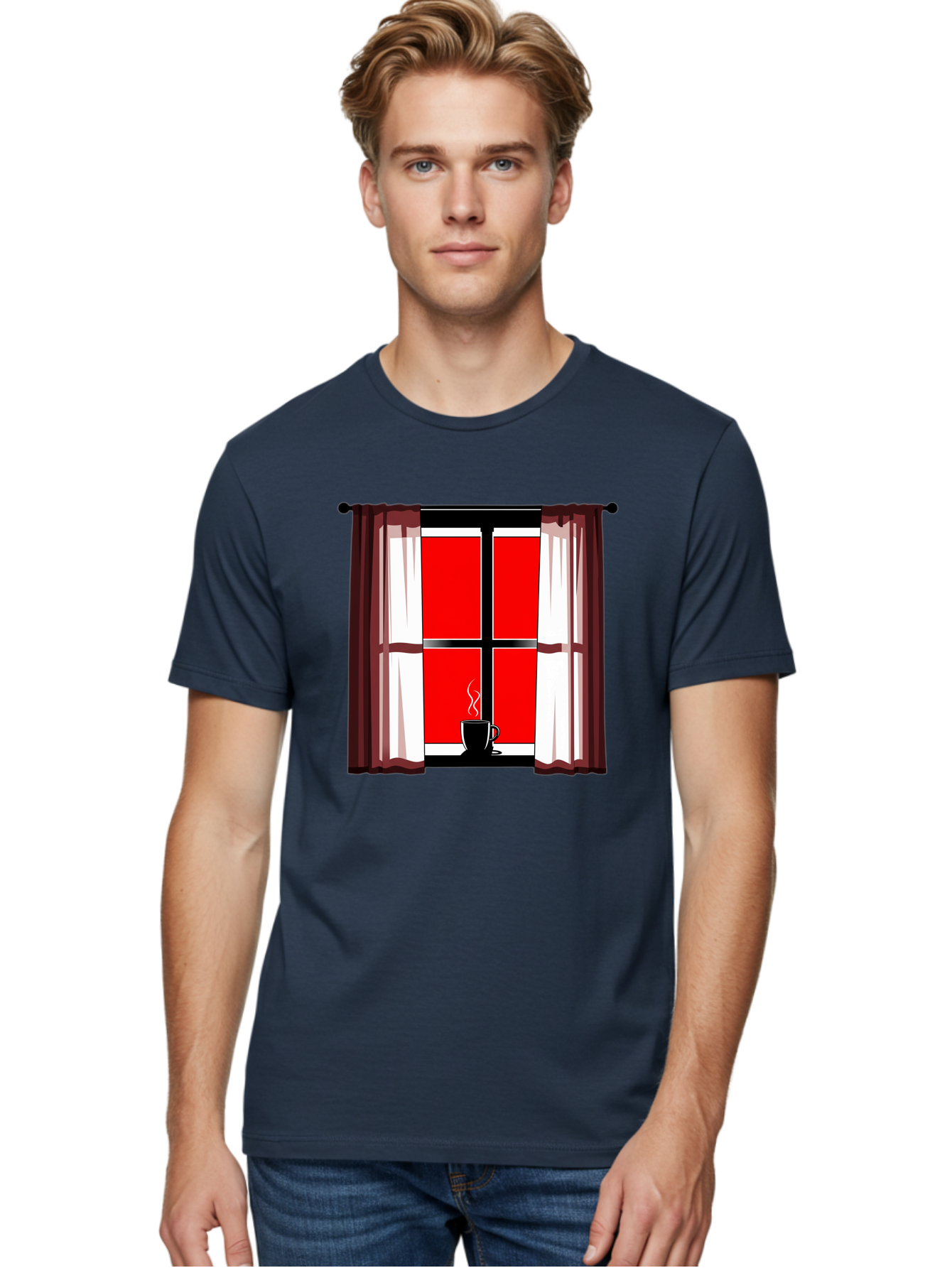 Cup-On-Windowsill Men'S Graphic Tee, 100% Cotton, Comfortable Casual Summer Wear, Machine Washable, Vintage Camera, Old Camera, Antique Camera, Black Camera, Classic Photography, Photography Equipment, Nostalgic Device, Film Camera, Camera Art Bae998