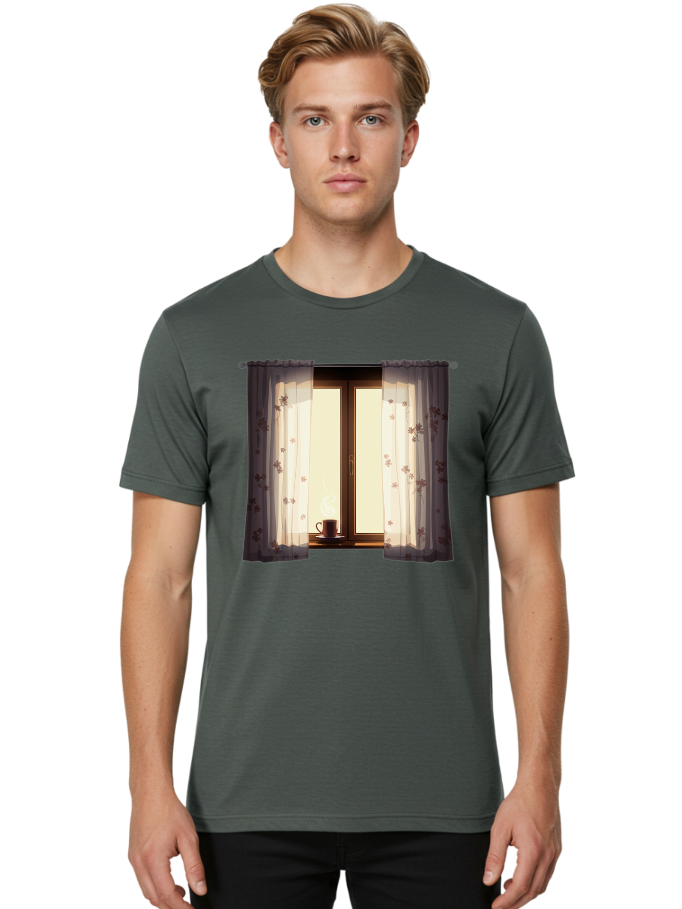 Curtains-Coffee-Cup Men'S Graphic Tee, 100% Cotton, Comfortable Casual Summer Wear, Machine Washable, Vintage Camera, Old Camera, Antique Camera, Black Camera, Classic Photography, Photography Equipment, Nostalgic Device, Film Camera, Bae999