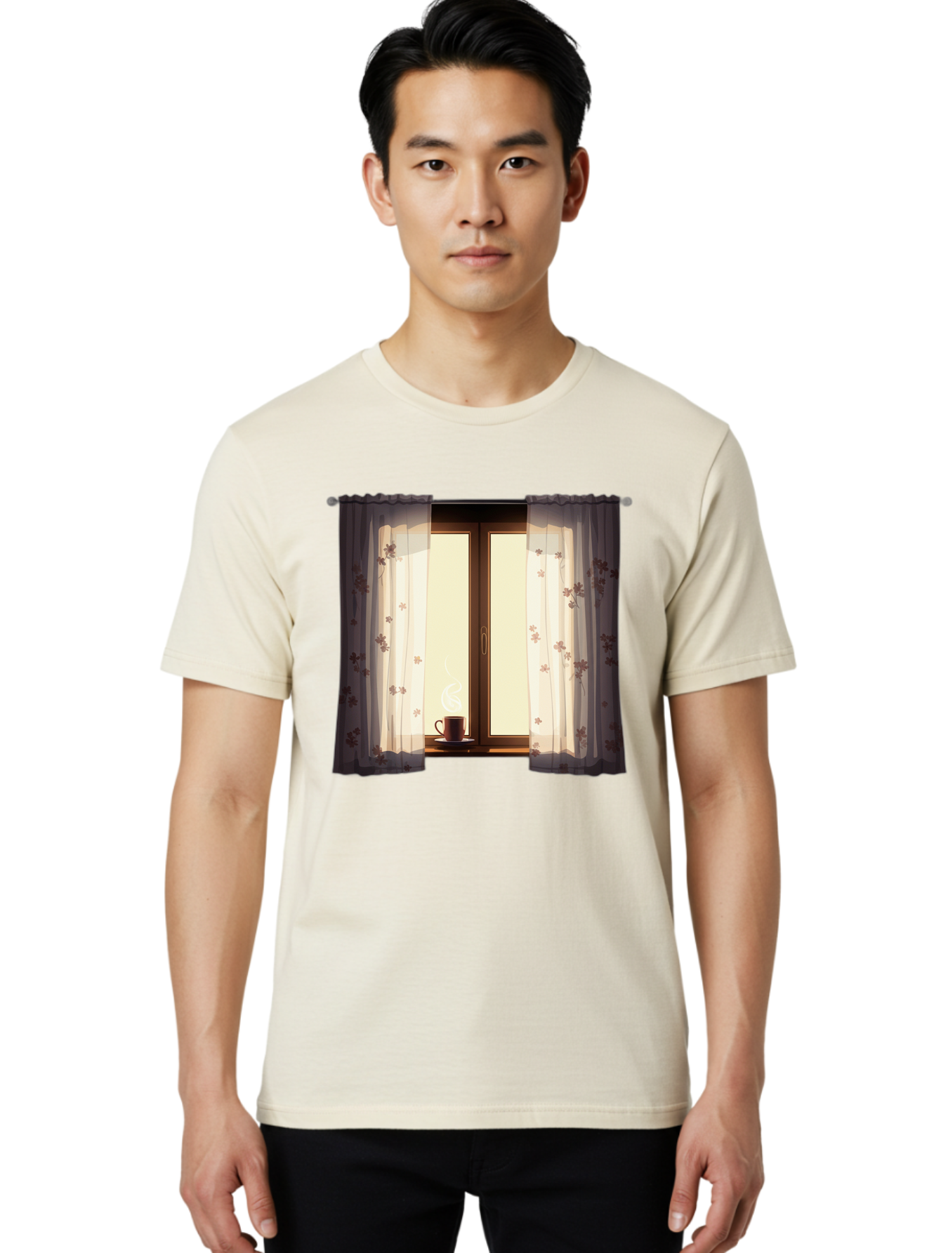 Curtains-Coffee-Cup Men'S Graphic Tee, 100% Cotton, Comfortable Casual Summer Wear, Machine Washable, Vintage Camera, Old Camera, Antique Camera, Black Camera, Classic Photography, Photography Equipment, Nostalgic Device, Film Camera, Bae999