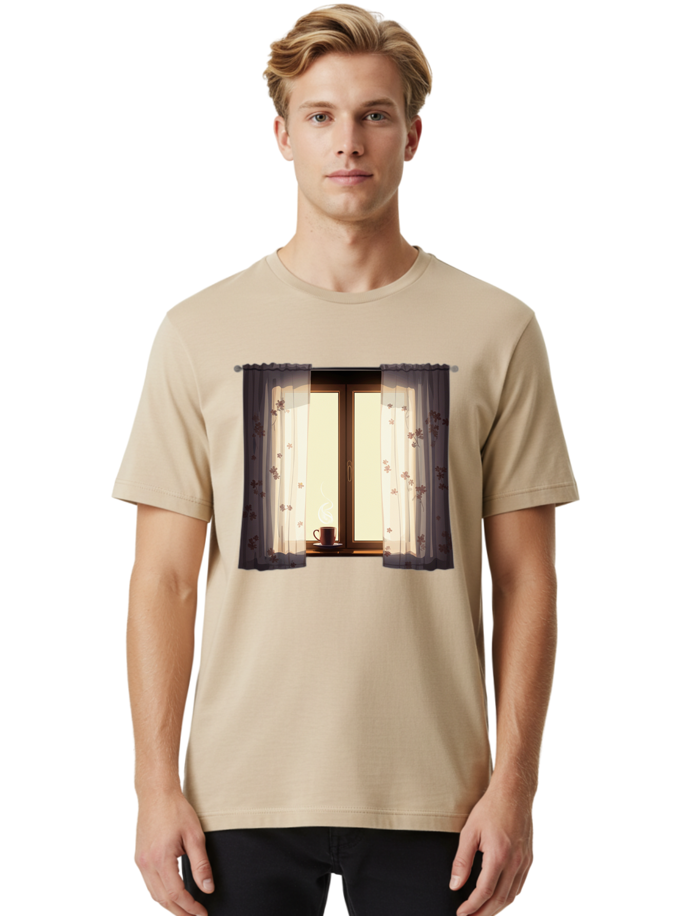 Curtains-Coffee-Cup Men'S Graphic Tee, 100% Cotton, Comfortable Casual Summer Wear, Machine Washable, Vintage Camera, Old Camera, Antique Camera, Black Camera, Classic Photography, Photography Equipment, Nostalgic Device, Film Camera, Bae999