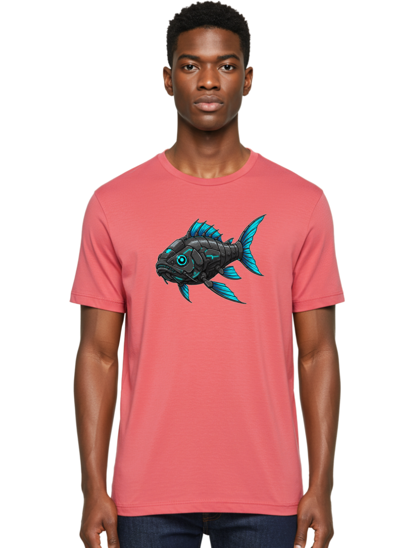 Cyber-Fish-1 Men'S Graphic Tee, 100% Cotton, Comfortable Casual Summer Wear, Machine Washable, Vintage Camera, Old Camera, Antique Camera, Black Camera, Classic Photography, Photography Equipment, Nostalgic Device, Film Camera, Camera Art Baf005
