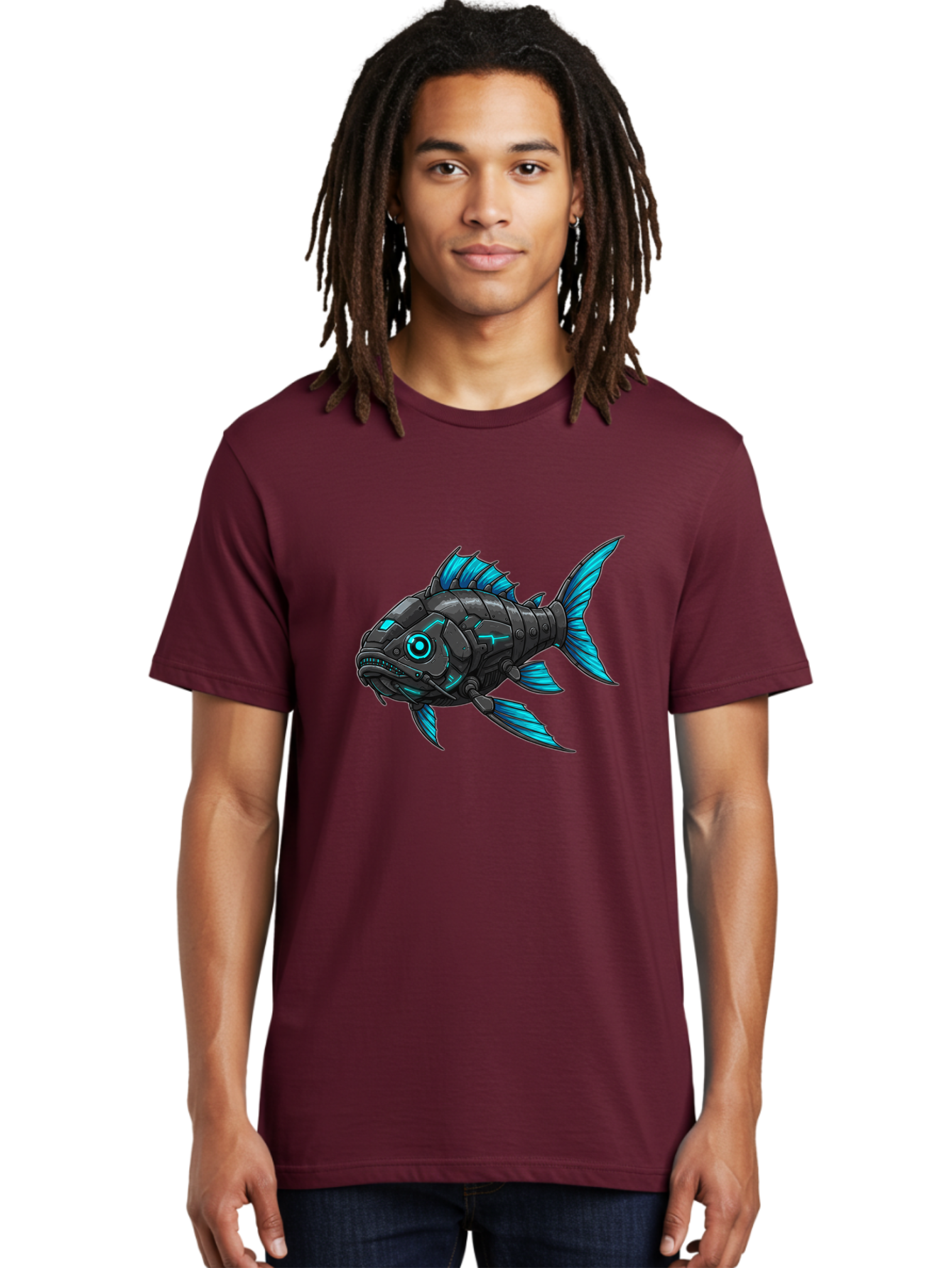 Cyber-Fish-1 Men'S Graphic Tee, 100% Cotton, Comfortable Casual Summer Wear, Machine Washable, Vintage Camera, Old Camera, Antique Camera, Black Camera, Classic Photography, Photography Equipment, Nostalgic Device, Film Camera, Camera Art Baf005