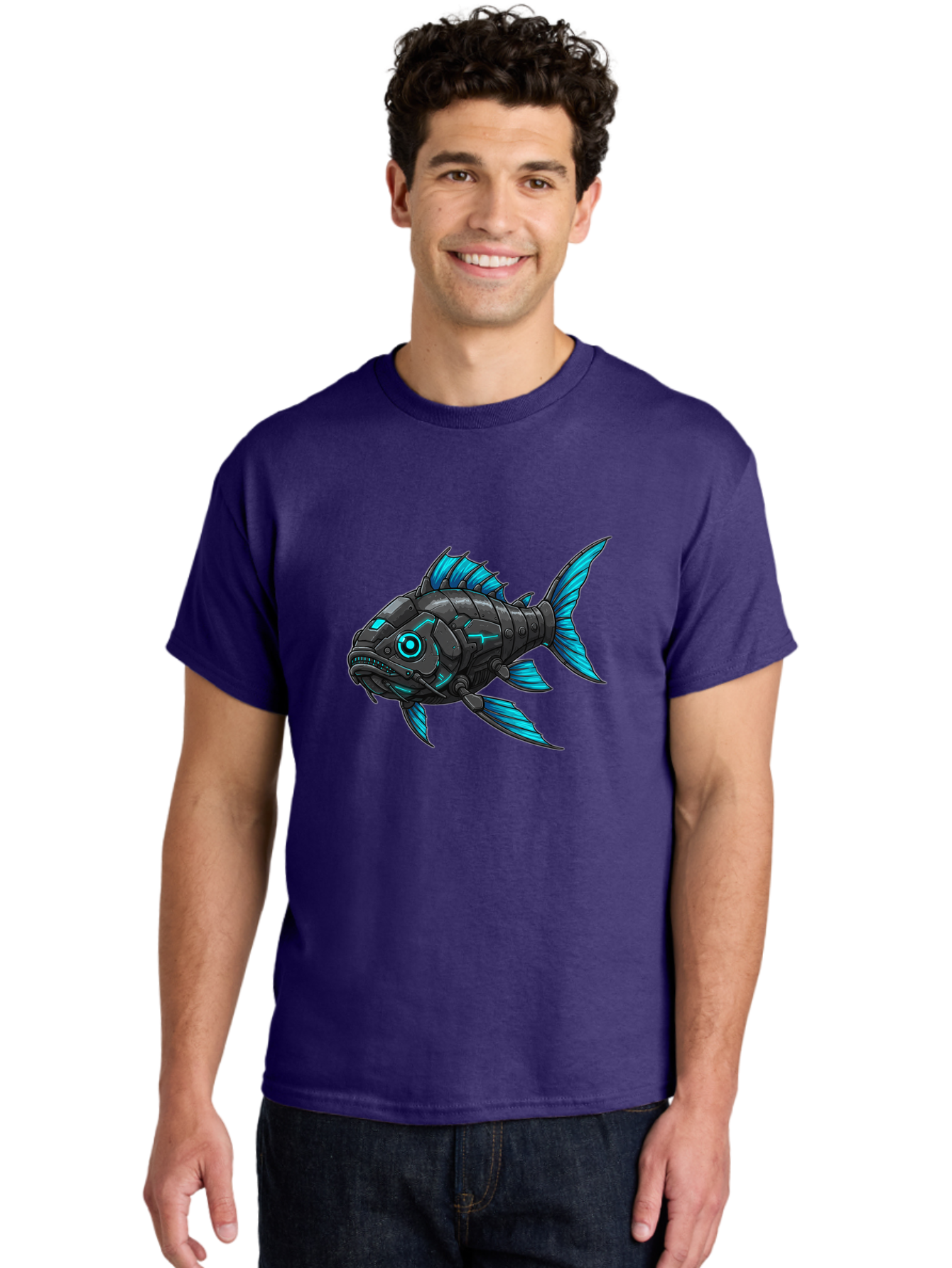 Cyber-Fish-1 Men'S Graphic Tee, 100% Cotton, Comfortable Casual Summer Wear, Machine Washable, Vintage Camera, Old Camera, Antique Camera, Black Camera, Classic Photography, Photography Equipment, Nostalgic Device, Film Camera, Camera Art Baf005