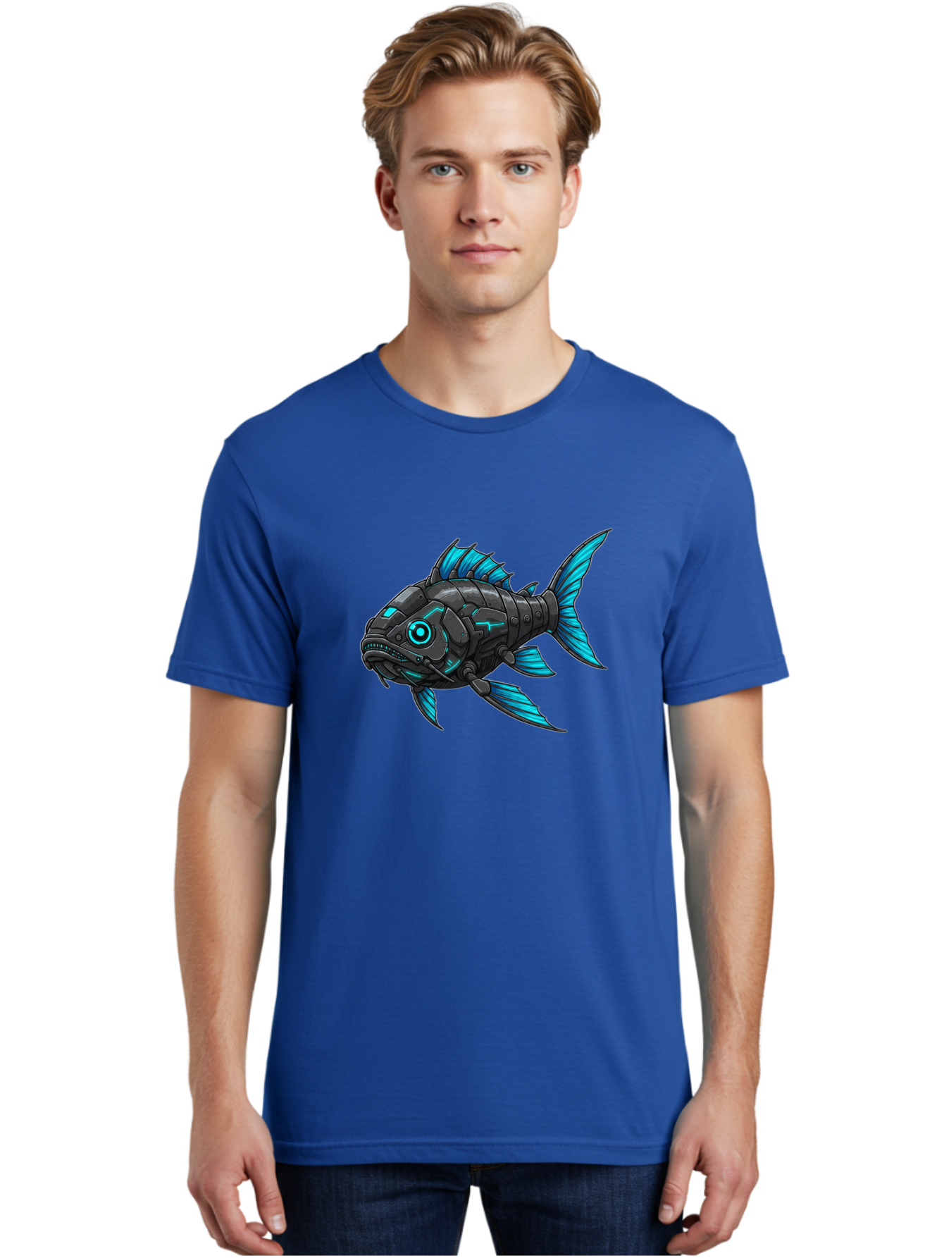 Cyber-Fish-1 Men'S Graphic Tee, 100% Cotton, Comfortable Casual Summer Wear, Machine Washable, Vintage Camera, Old Camera, Antique Camera, Black Camera, Classic Photography, Photography Equipment, Nostalgic Device, Film Camera, Camera Art Baf005