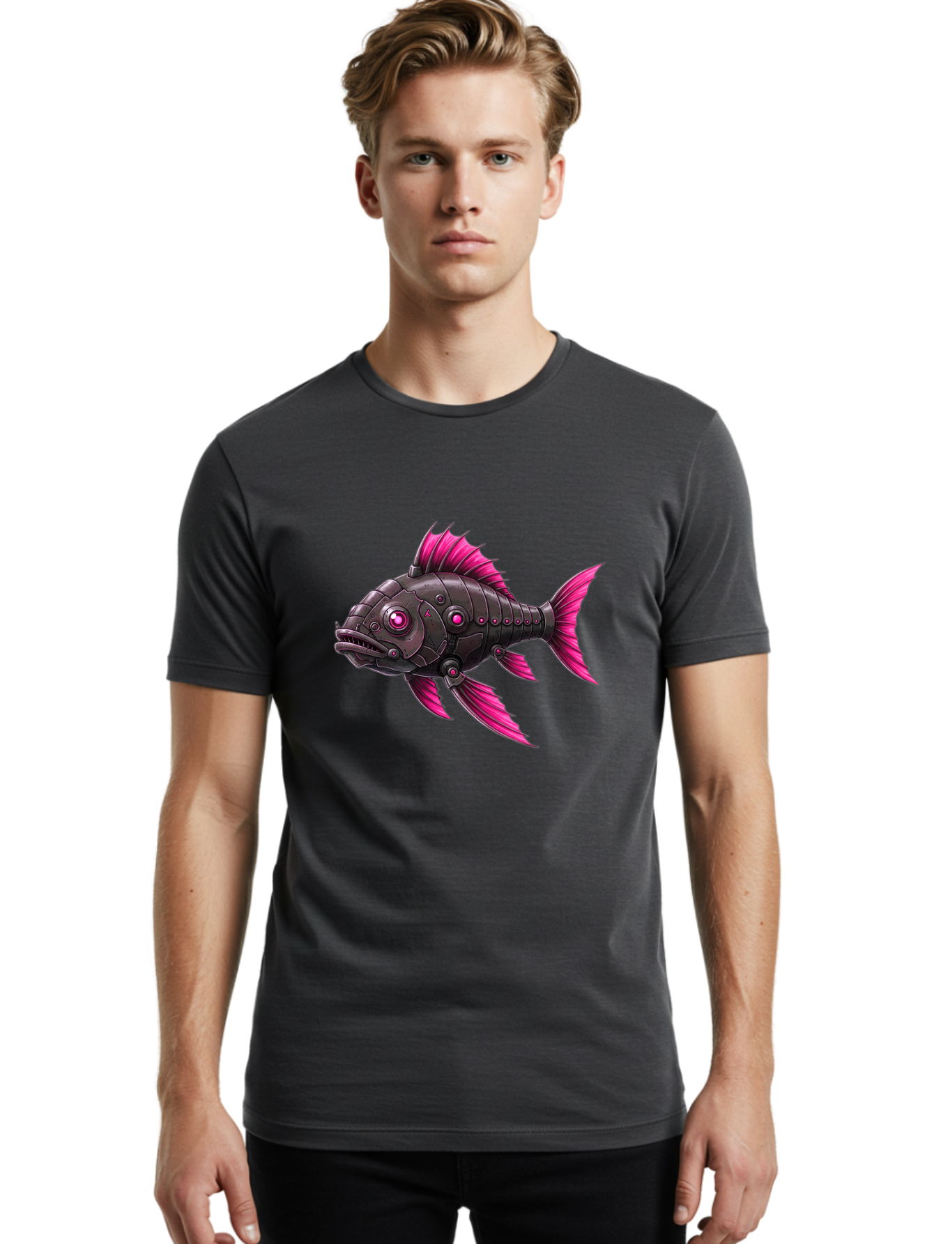 Cyber-Fish Men'S Graphic Tee, 100% Cotton, Comfortable Casual Summer Wear, Machine Washable, Vintage Camera, Old Camera, Antique Camera, Black Camera, Classic Photography, Photography Equipment, Nostalgic Device, Film Camera, Camera Art Baf006