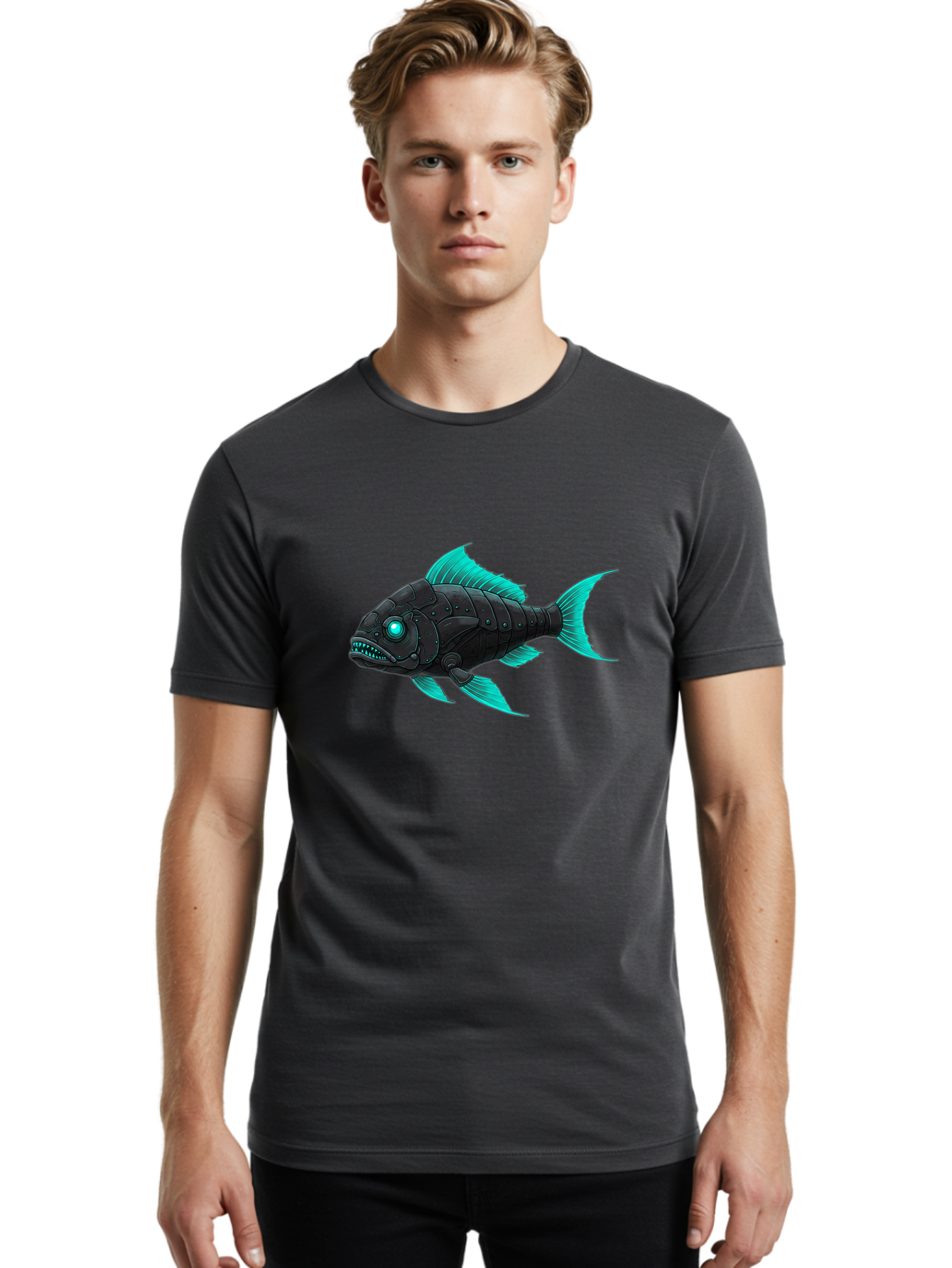 Cybernetic-Fish Men'S Graphic Tee, 100% Cotton, Comfortable Casual Summer Wear, Machine Washable, Vintage Camera, Old Camera, Antique Camera, Black Camera, Classic Photography, Photography Equipment, Nostalgic Device, Film Camera, Camera Art Baf007