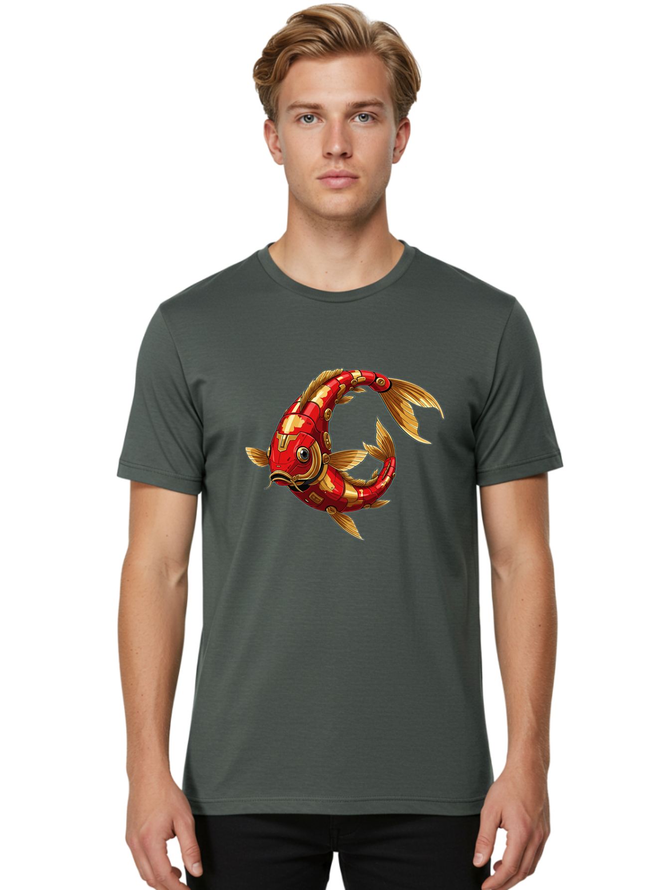 Cybernetic-Koi-Fish Men'S Graphic Tee, 100% Cotton, Comfortable Casual Summer Wear, Machine Washable, Vintage Camera, Old Camera, Antique Camera, Black Camera, Classic Photography, Photography Equipment, Nostalgic Device, Film Camera, Baf008