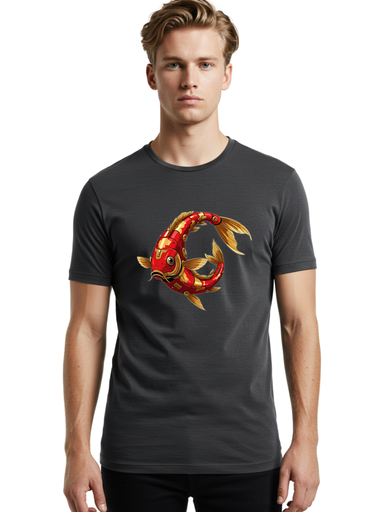 Cybernetic-Koi-Fish Men'S Graphic Tee, 100% Cotton, Comfortable Casual Summer Wear, Machine Washable, Vintage Camera, Old Camera, Antique Camera, Black Camera, Classic Photography, Photography Equipment, Nostalgic Device, Film Camera, Baf008