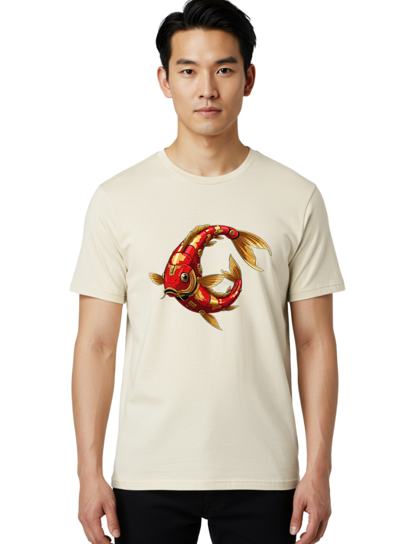 Cybernetic-Koi-Fish Men'S Graphic Tee, 100% Cotton, Comfortable Casual Summer Wear, Machine Washable, Vintage Camera, Old Camera, Antique Camera, Black Camera, Classic Photography, Photography Equipment, Nostalgic Device, Film Camera, Baf008