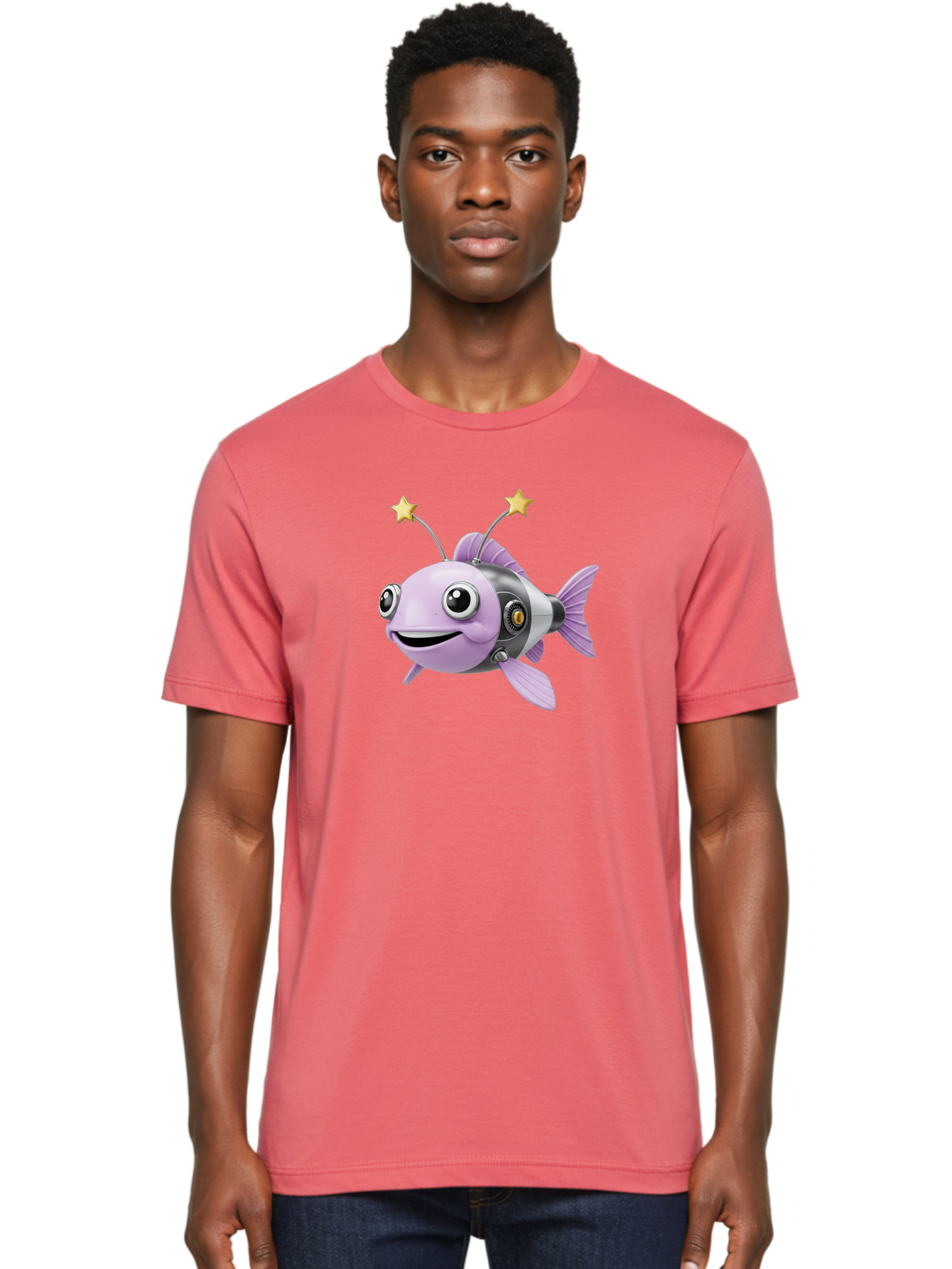 Cyborg-Fish-1 Men'S Graphic Tee, 100% Cotton, Comfortable Casual Summer Wear, Machine Washable, Vintage Camera, Old Camera, Antique Camera, Black Camera, Classic Photography, Photography Equipment, Nostalgic Device, Film Camera, Camera Art Baf009