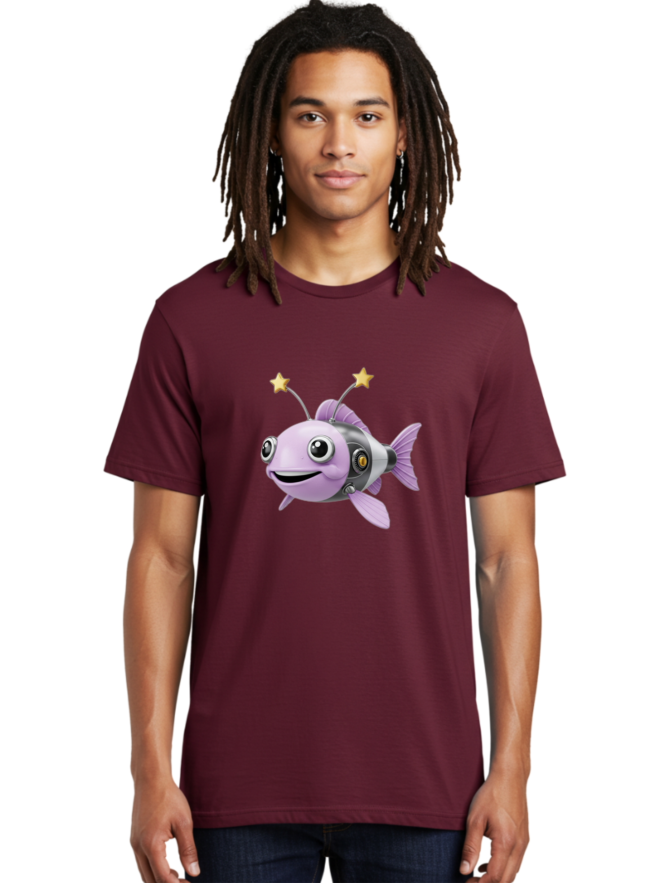 Cyborg-Fish-1 Men'S Graphic Tee, 100% Cotton, Comfortable Casual Summer Wear, Machine Washable, Vintage Camera, Old Camera, Antique Camera, Black Camera, Classic Photography, Photography Equipment, Nostalgic Device, Film Camera, Camera Art Baf009