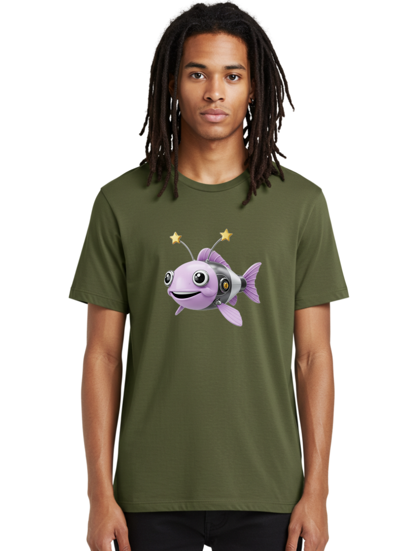 Cyborg-Fish-1 Men'S Graphic Tee, 100% Cotton, Comfortable Casual Summer Wear, Machine Washable, Vintage Camera, Old Camera, Antique Camera, Black Camera, Classic Photography, Photography Equipment, Nostalgic Device, Film Camera, Camera Art Baf009