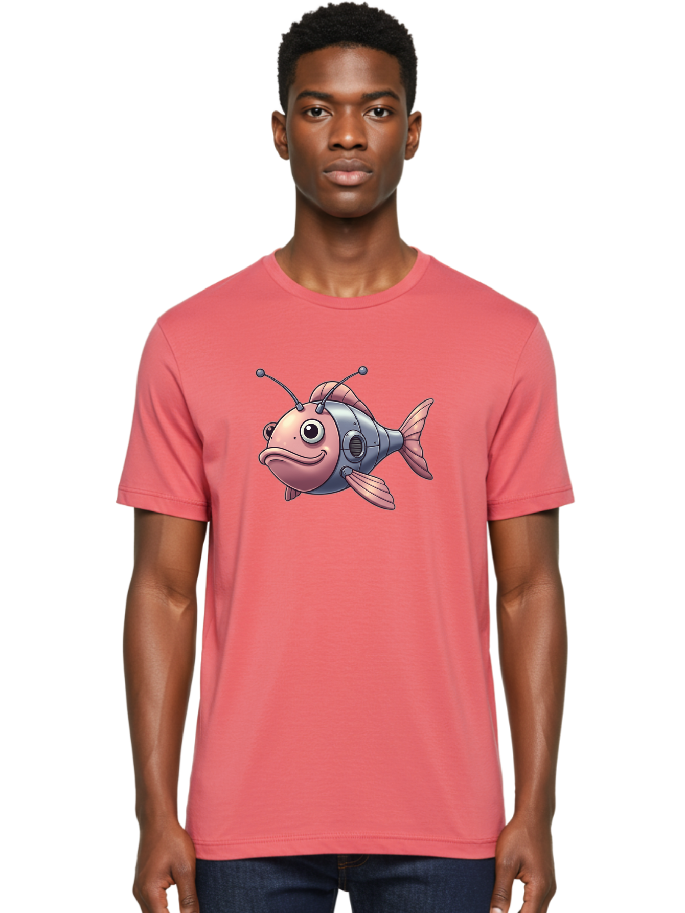 Cyborg-Fish-3 Men'S Graphic Tee, 100% Cotton, Comfortable Casual Summer Wear, Machine Washable, Vintage Camera, Old Camera, Antique Camera, Black Camera, Classic Photography, Photography Equipment, Nostalgic Device, Film Camera, Camera Art Baf011
