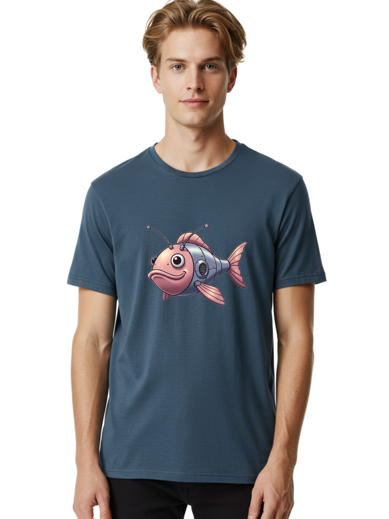 Cyborg-Fish-3 Men'S Graphic Tee, 100% Cotton, Comfortable Casual Summer Wear, Machine Washable, Vintage Camera, Old Camera, Antique Camera, Black Camera, Classic Photography, Photography Equipment, Nostalgic Device, Film Camera, Camera Art Baf011