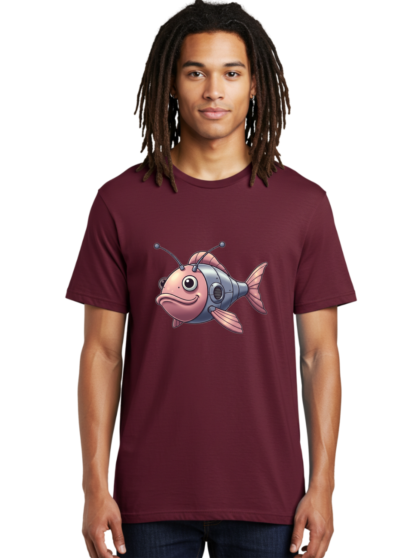 Cyborg-Fish-3 Men'S Graphic Tee, 100% Cotton, Comfortable Casual Summer Wear, Machine Washable, Vintage Camera, Old Camera, Antique Camera, Black Camera, Classic Photography, Photography Equipment, Nostalgic Device, Film Camera, Camera Art Baf011