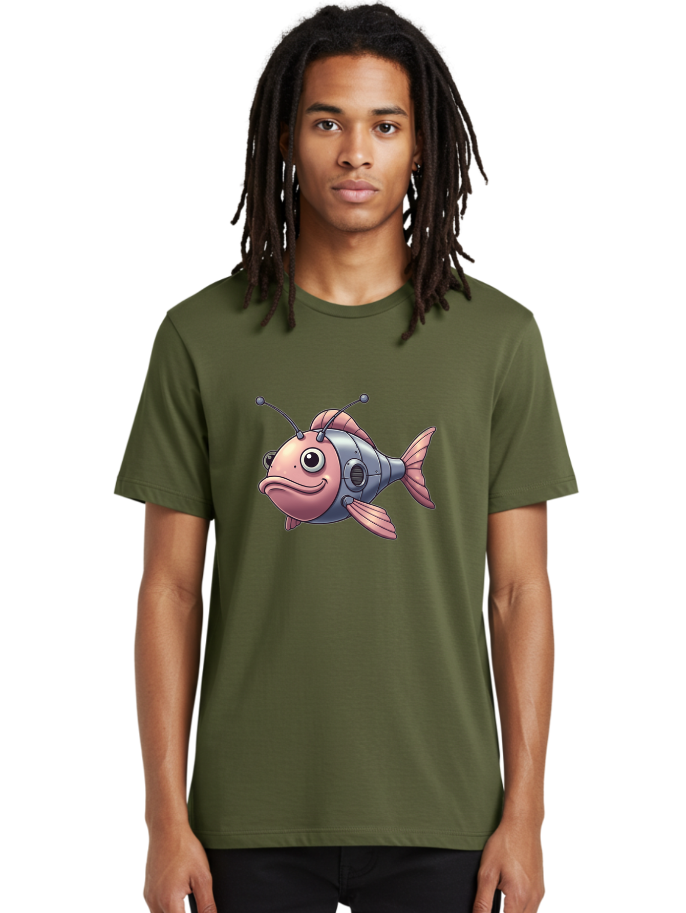 Cyborg-Fish-3 Men'S Graphic Tee, 100% Cotton, Comfortable Casual Summer Wear, Machine Washable, Vintage Camera, Old Camera, Antique Camera, Black Camera, Classic Photography, Photography Equipment, Nostalgic Device, Film Camera, Camera Art Baf011