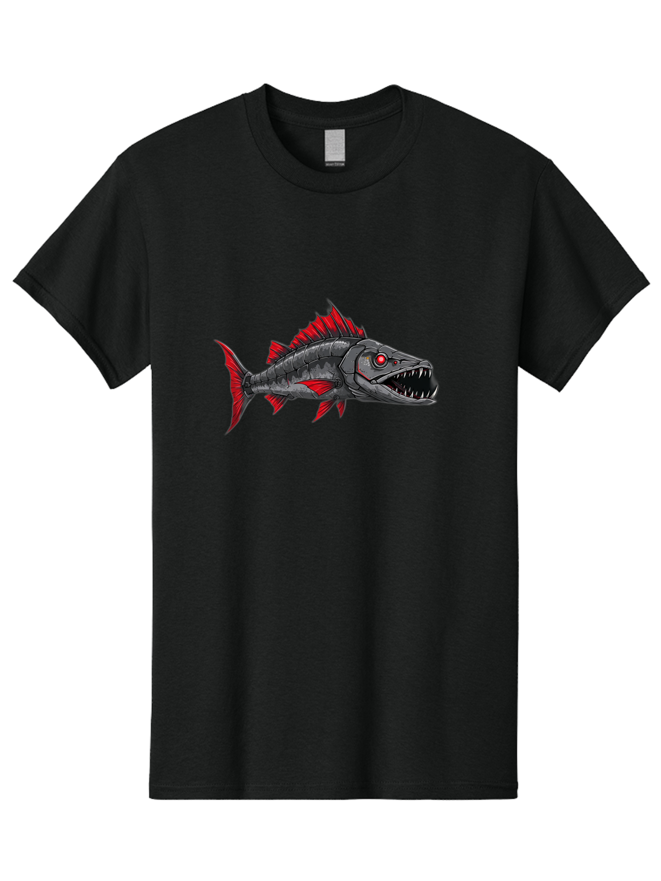 Cyborg-Shark Men'S Graphic Tee, 100% Cotton, Comfortable Casual Summer Wear, Machine Washable, Vintage Camera, Old Camera, Antique Camera, Black Camera, Classic Photography, Photography Equipment, Nostalgic Device, Film Camera, Camera Art Baf013