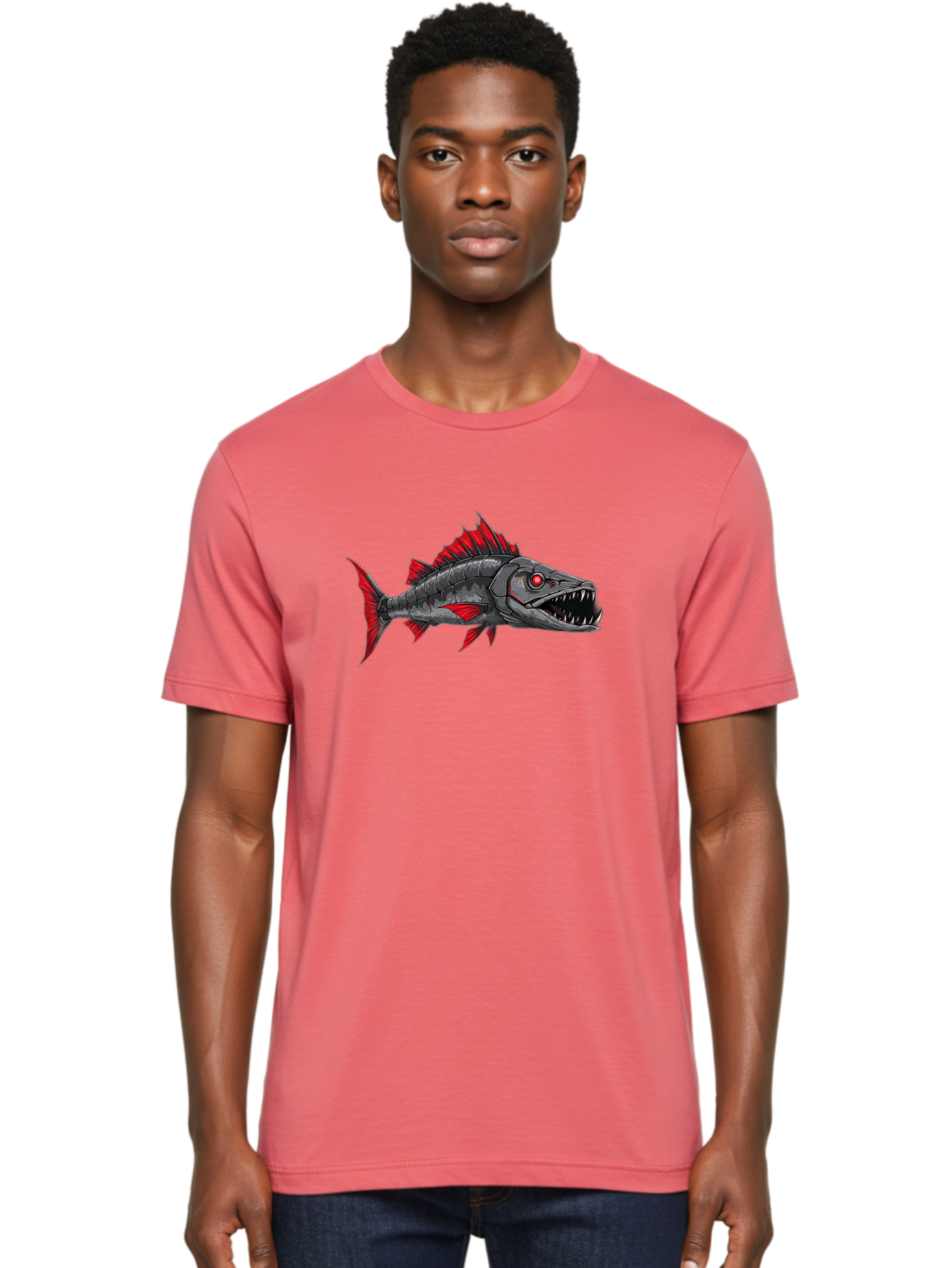 Cyborg-Shark Men'S Graphic Tee, 100% Cotton, Comfortable Casual Summer Wear, Machine Washable, Vintage Camera, Old Camera, Antique Camera, Black Camera, Classic Photography, Photography Equipment, Nostalgic Device, Film Camera, Camera Art Baf013