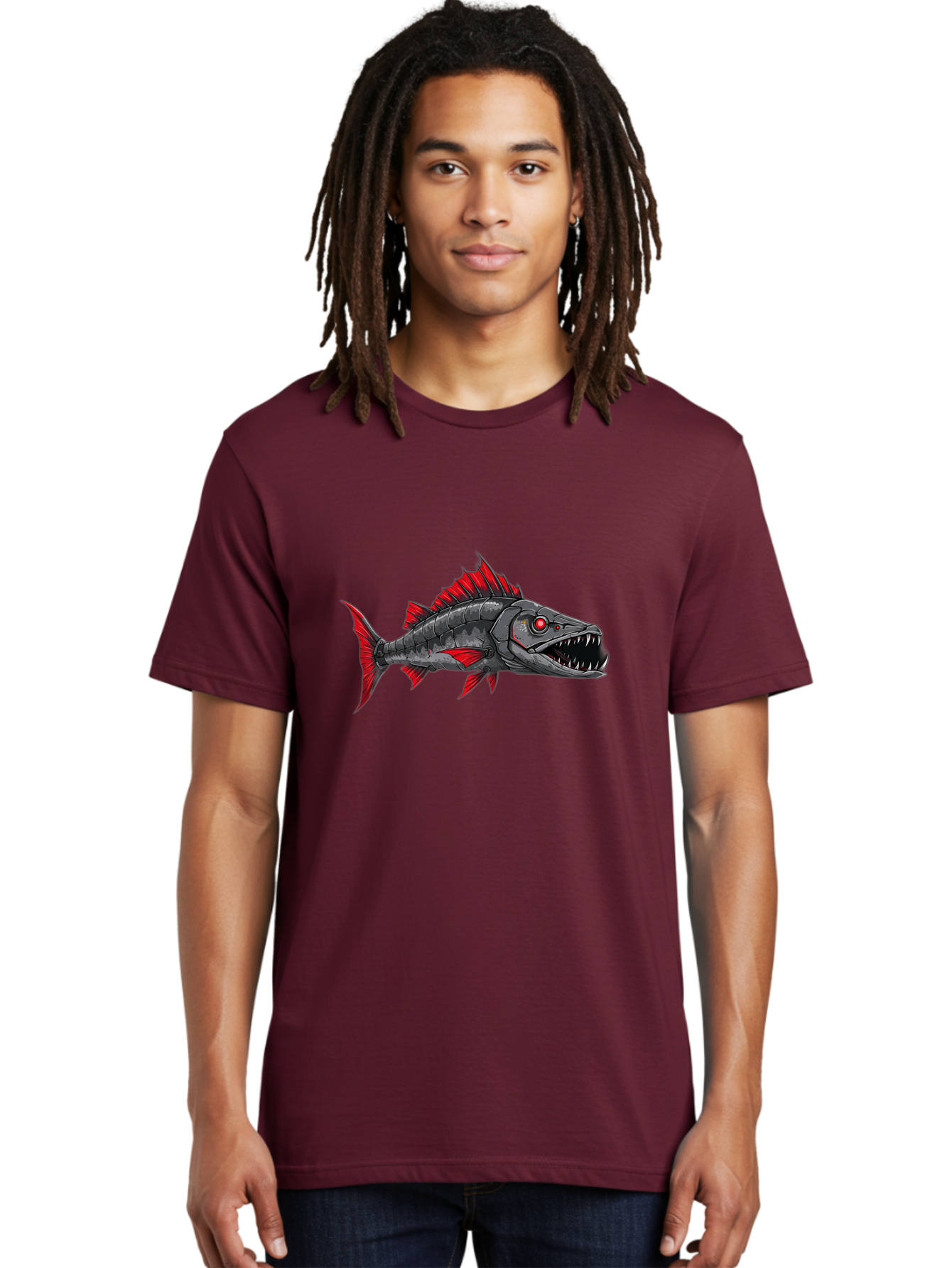Cyborg-Shark Men'S Graphic Tee, 100% Cotton, Comfortable Casual Summer Wear, Machine Washable, Vintage Camera, Old Camera, Antique Camera, Black Camera, Classic Photography, Photography Equipment, Nostalgic Device, Film Camera, Camera Art Baf013