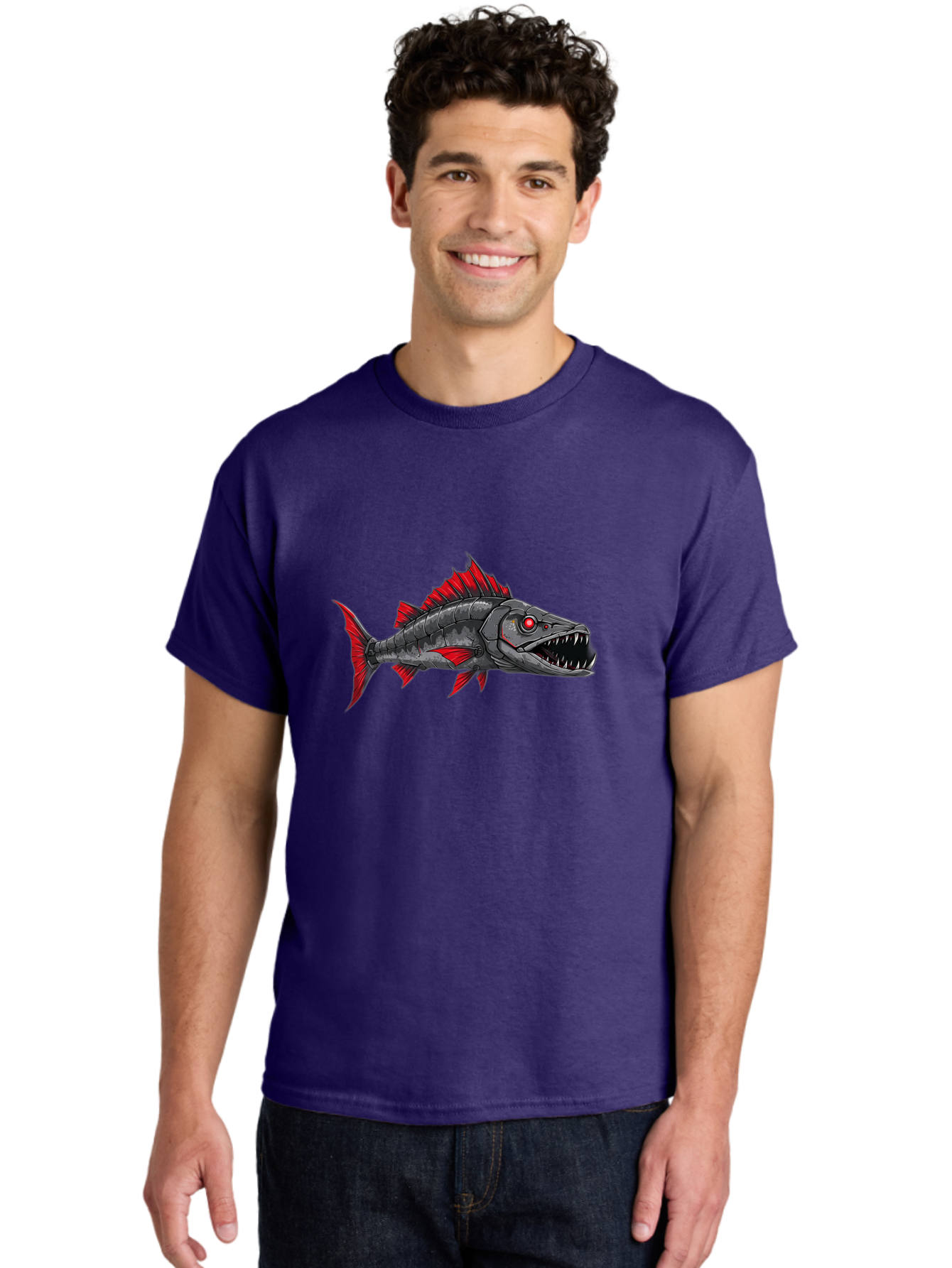 Cyborg-Shark Men'S Graphic Tee, 100% Cotton, Comfortable Casual Summer Wear, Machine Washable, Vintage Camera, Old Camera, Antique Camera, Black Camera, Classic Photography, Photography Equipment, Nostalgic Device, Film Camera, Camera Art Baf013