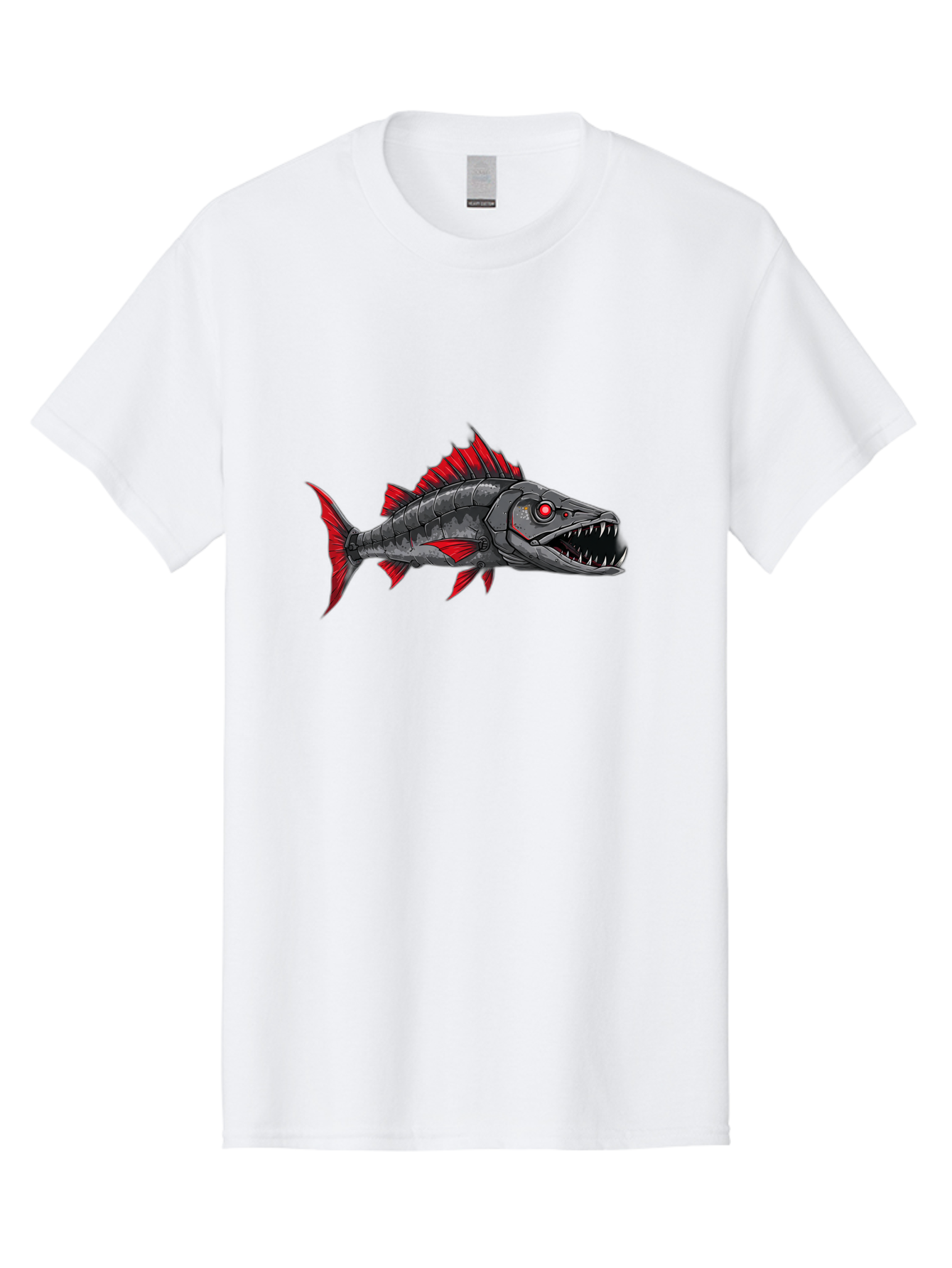Cyborg-Shark Men'S Graphic Tee, 100% Cotton, Comfortable Casual Summer Wear, Machine Washable, Vintage Camera, Old Camera, Antique Camera, Black Camera, Classic Photography, Photography Equipment, Nostalgic Device, Film Camera, Camera Art Baf013