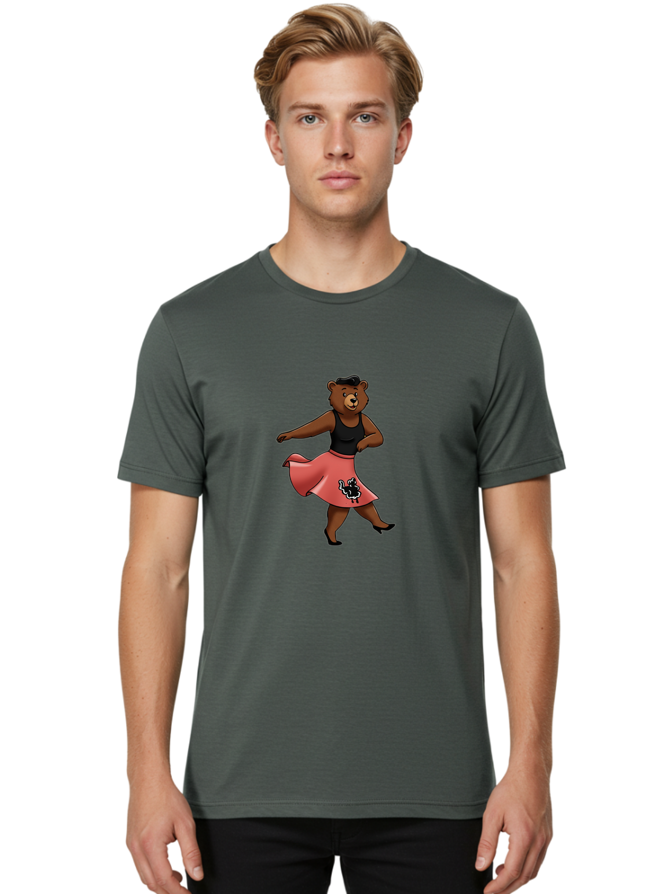 Dancing-Bear-1 Men'S Graphic Tee, 100% Cotton, Comfortable Casual Summer Wear, Machine Washable, Vintage Camera, Old Camera, Antique Camera, Black Camera, Classic Photography, Photography Equipment, Nostalgic Device, Film Camera, Camera Art Baf015