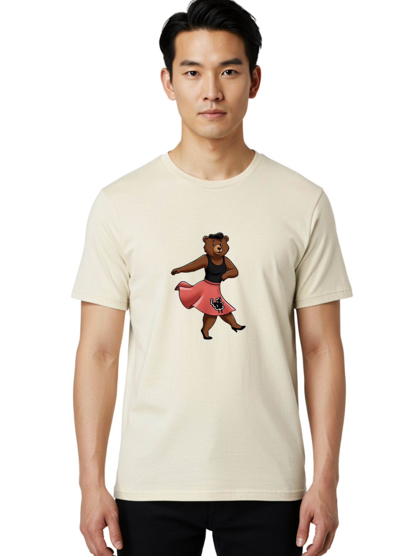 Dancing-Bear-1 Men'S Graphic Tee, 100% Cotton, Comfortable Casual Summer Wear, Machine Washable, Vintage Camera, Old Camera, Antique Camera, Black Camera, Classic Photography, Photography Equipment, Nostalgic Device, Film Camera, Camera Art Baf015