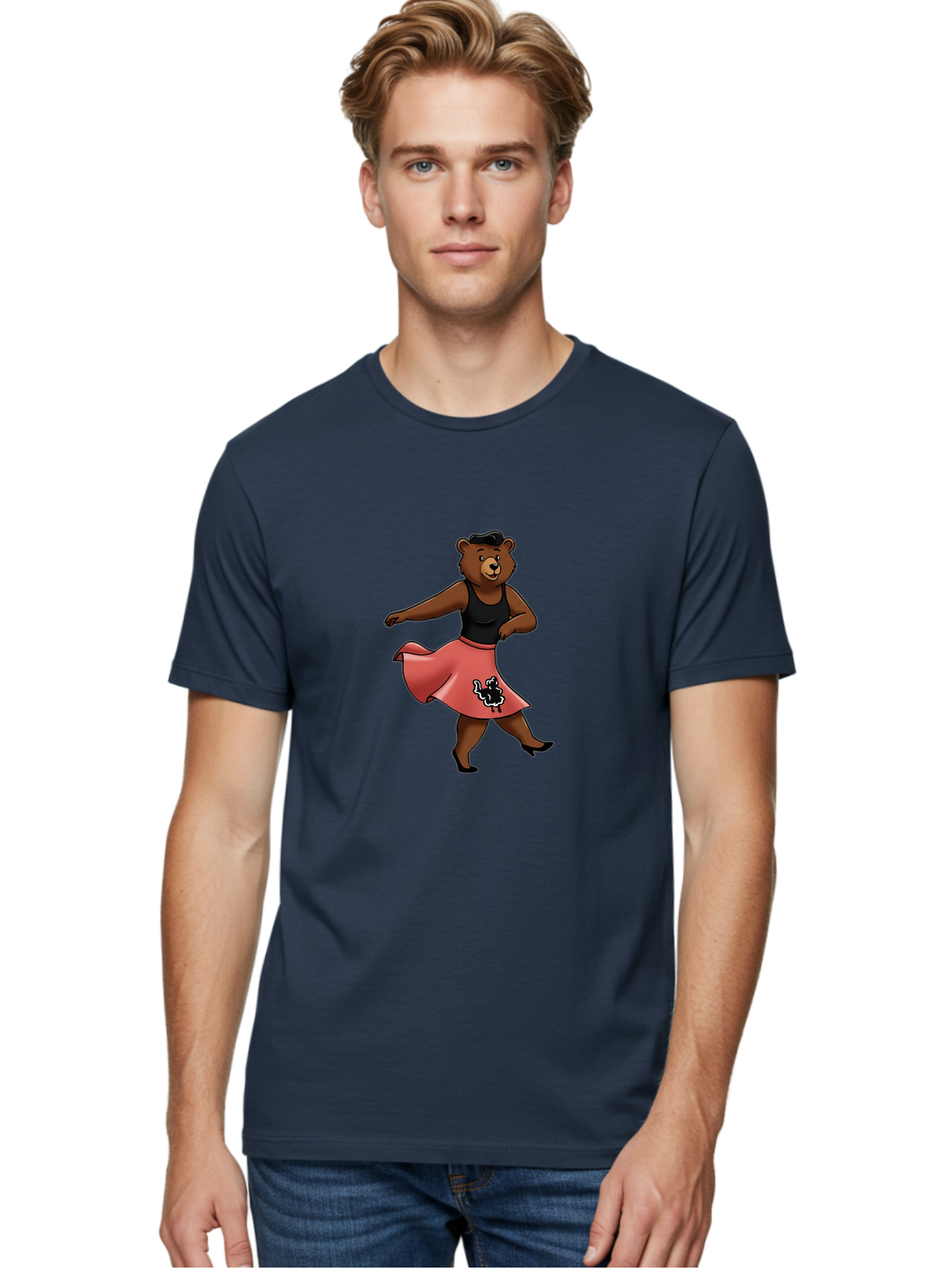 Dancing-Bear-1 Men'S Graphic Tee, 100% Cotton, Comfortable Casual Summer Wear, Machine Washable, Vintage Camera, Old Camera, Antique Camera, Black Camera, Classic Photography, Photography Equipment, Nostalgic Device, Film Camera, Camera Art Baf015