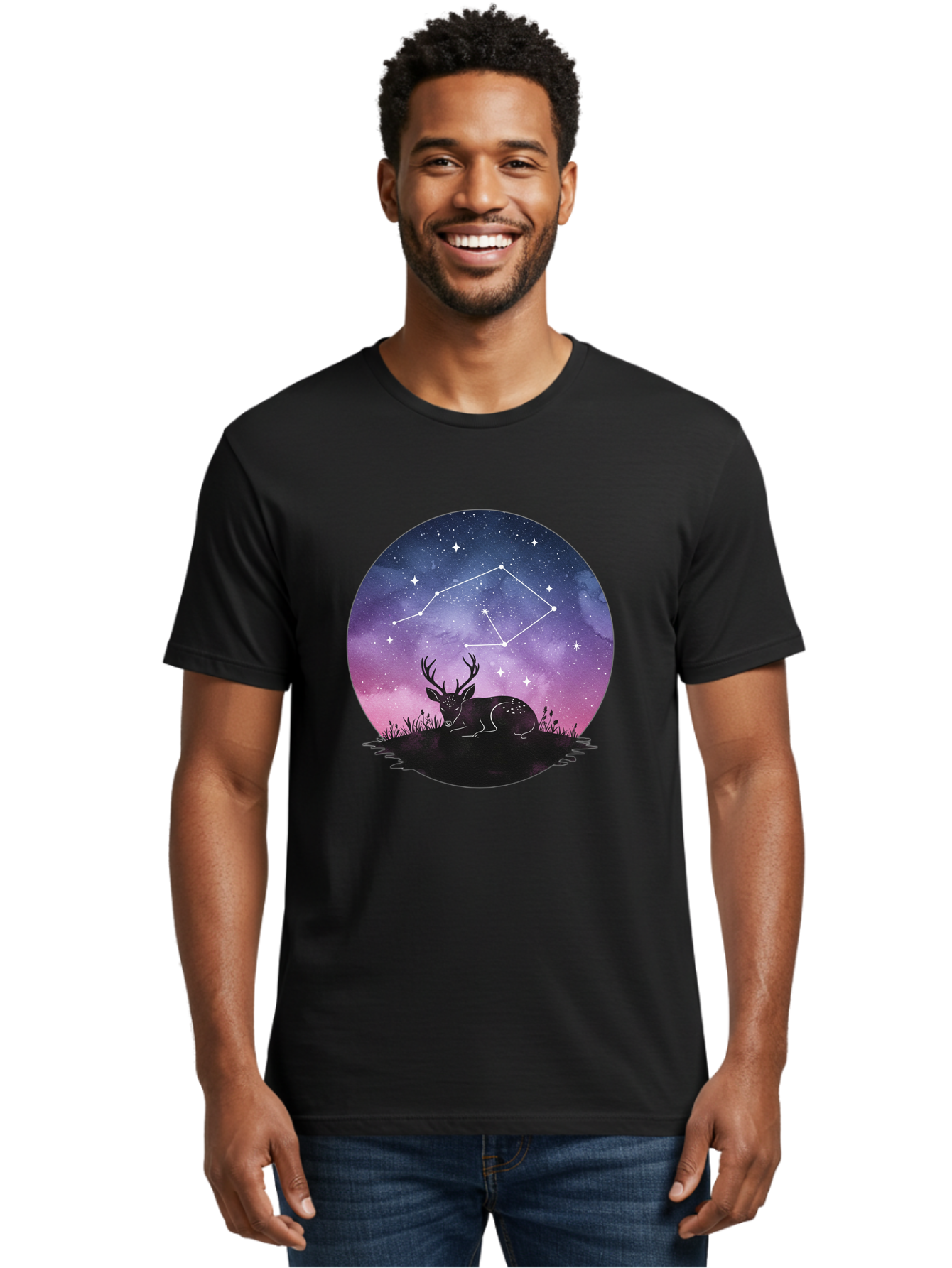 Deer-Constellation-1 Men'S Graphic Tee, 100% Cotton, Comfortable Casual Summer Wear, Machine Washable, Vintage Camera, Old Camera, Antique Camera, Black Camera, Classic Photography, Photography Equipment, Nostalgic Device, Film Camera, Baf021