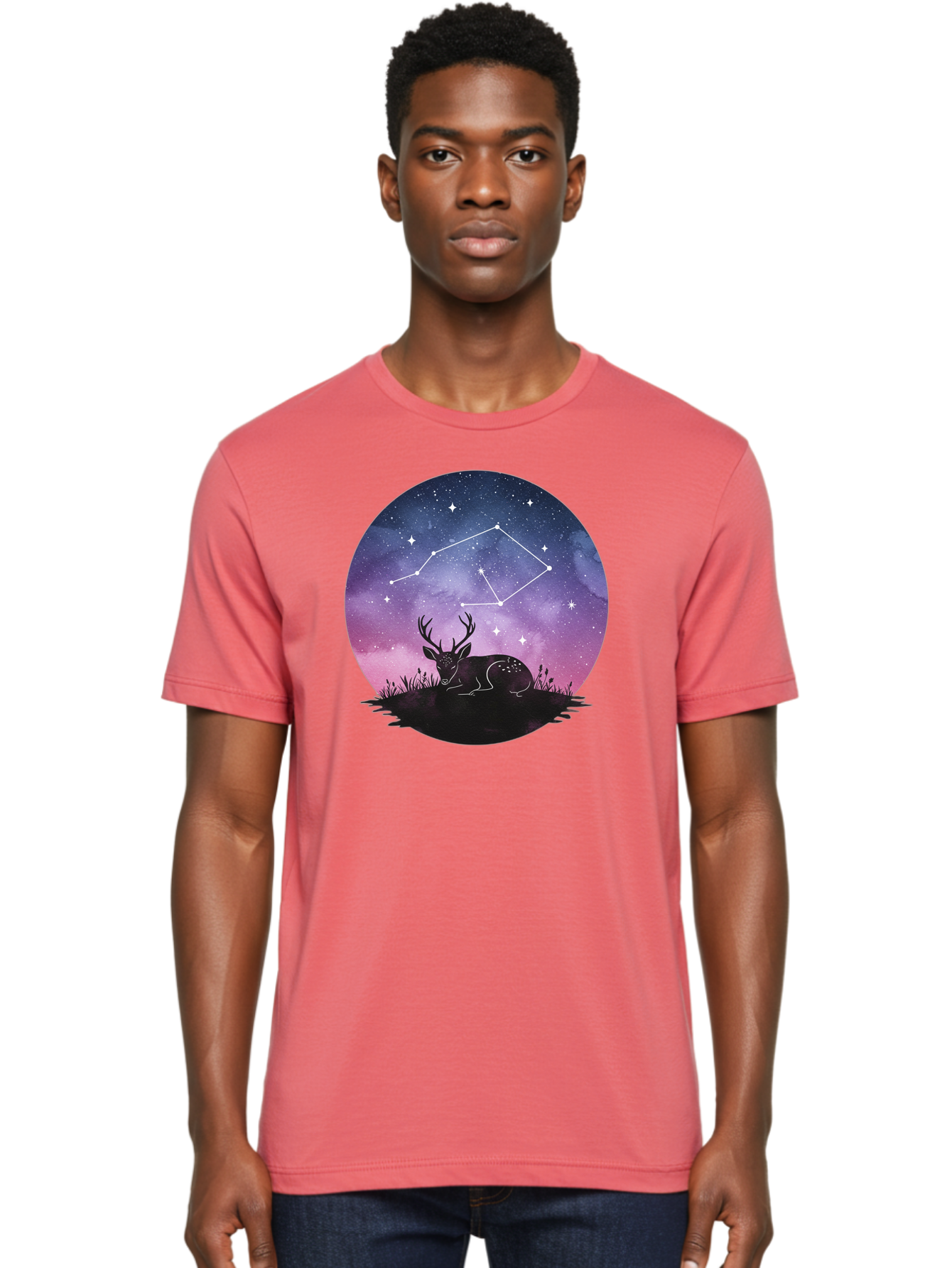 Deer-Constellation-1 Men'S Graphic Tee, 100% Cotton, Comfortable Casual Summer Wear, Machine Washable, Vintage Camera, Old Camera, Antique Camera, Black Camera, Classic Photography, Photography Equipment, Nostalgic Device, Film Camera, Baf021