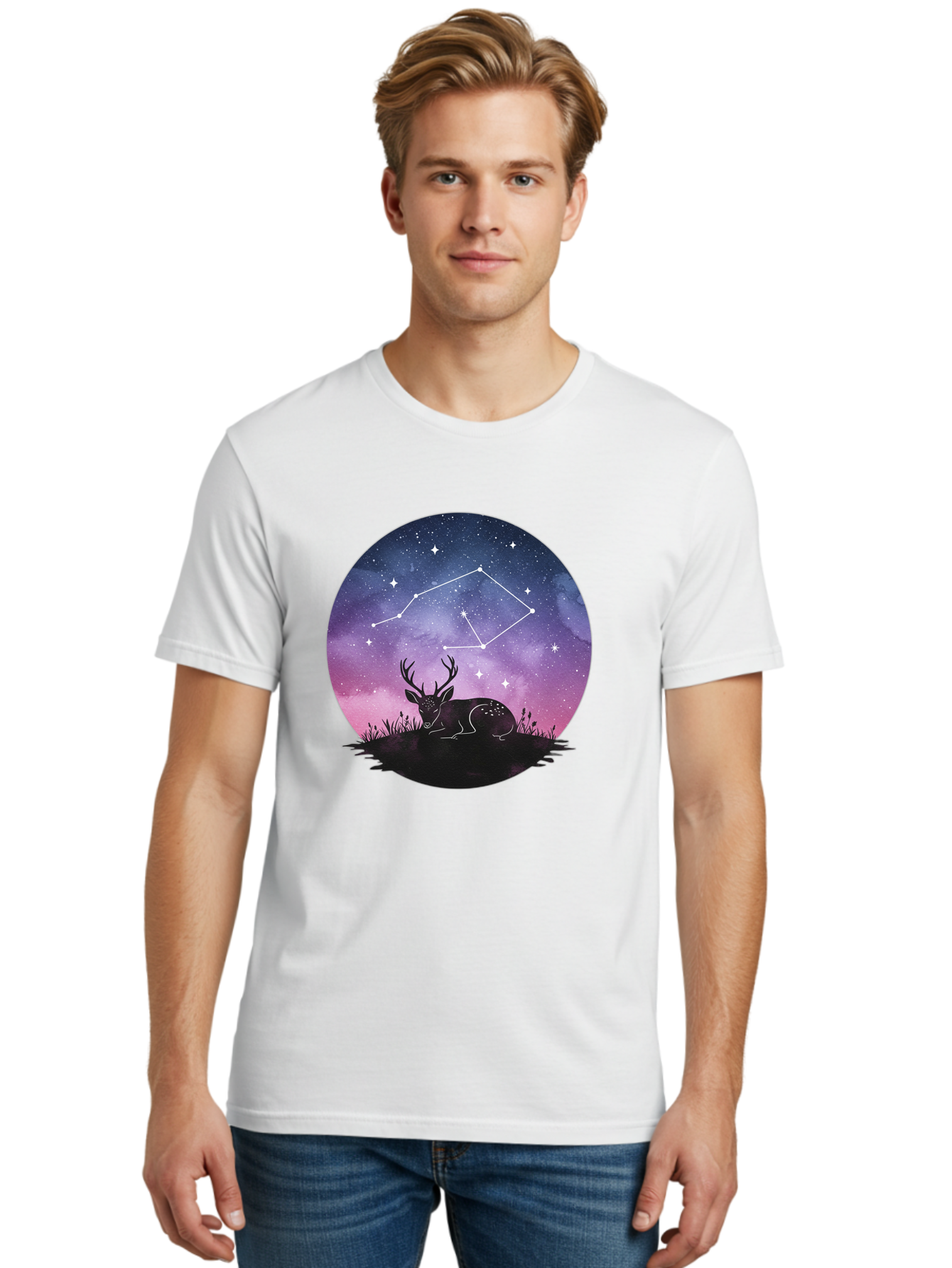 Deer-Constellation-1 Men'S Graphic Tee, 100% Cotton, Comfortable Casual Summer Wear, Machine Washable, Vintage Camera, Old Camera, Antique Camera, Black Camera, Classic Photography, Photography Equipment, Nostalgic Device, Film Camera, Baf021