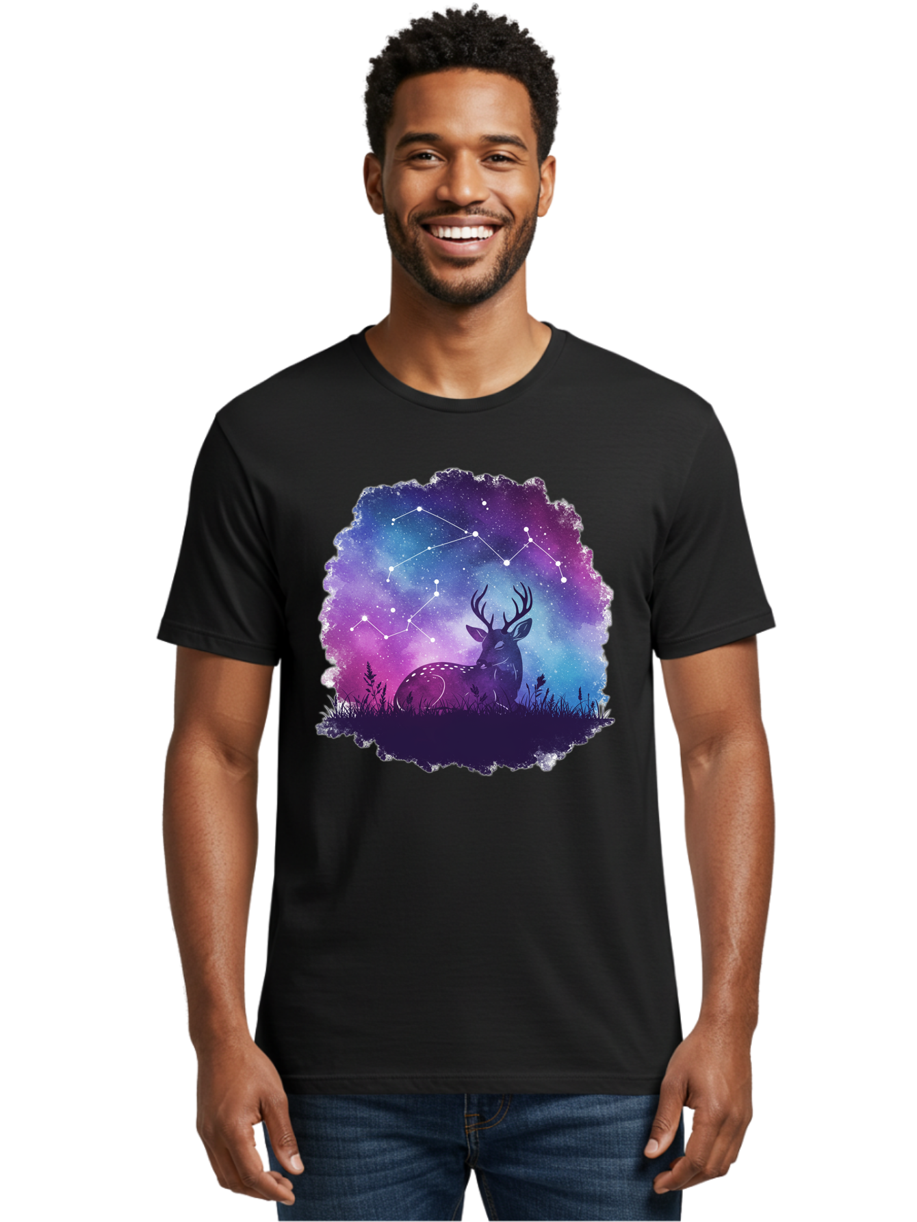 Deer-Constellation-2 Men'S Graphic Tee, 100% Cotton, Comfortable Casual Summer Wear, Machine Washable, Vintage Camera, Old Camera, Antique Camera, Black Camera, Classic Photography, Photography Equipment, Nostalgic Device, Film Camera, Baf022