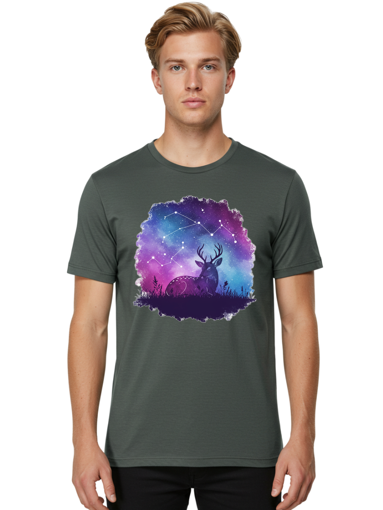 Deer-Constellation-2 Men'S Graphic Tee, 100% Cotton, Comfortable Casual Summer Wear, Machine Washable, Vintage Camera, Old Camera, Antique Camera, Black Camera, Classic Photography, Photography Equipment, Nostalgic Device, Film Camera, Baf022
