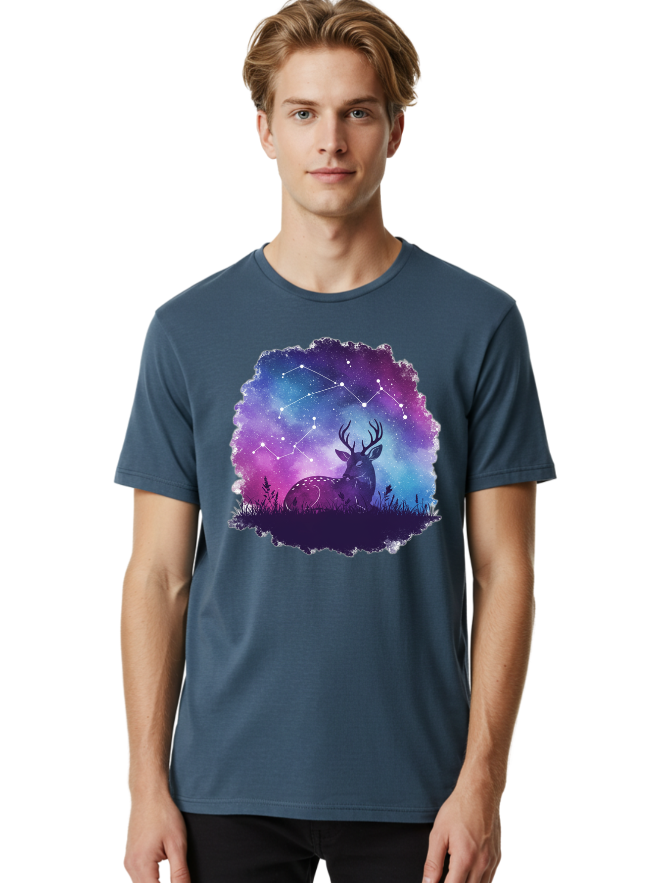 Deer-Constellation-2 Men'S Graphic Tee, 100% Cotton, Comfortable Casual Summer Wear, Machine Washable, Vintage Camera, Old Camera, Antique Camera, Black Camera, Classic Photography, Photography Equipment, Nostalgic Device, Film Camera, Baf022