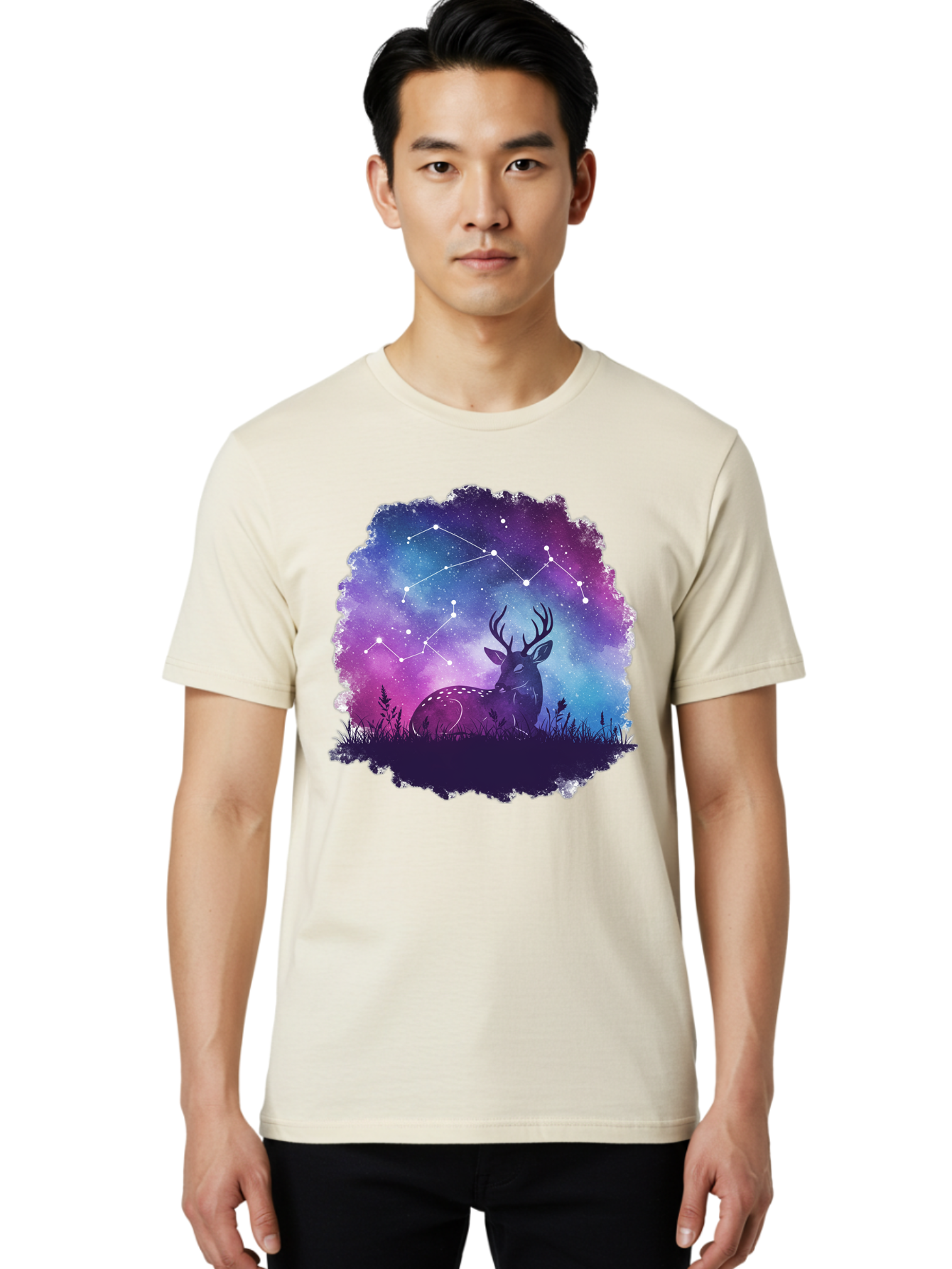 Deer-Constellation-2 Men'S Graphic Tee, 100% Cotton, Comfortable Casual Summer Wear, Machine Washable, Vintage Camera, Old Camera, Antique Camera, Black Camera, Classic Photography, Photography Equipment, Nostalgic Device, Film Camera, Baf022