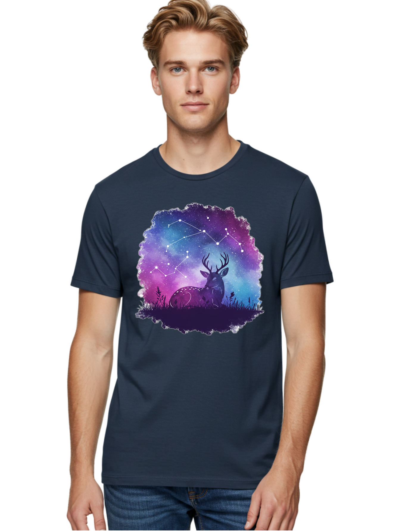 Deer-Constellation-2 Men'S Graphic Tee, 100% Cotton, Comfortable Casual Summer Wear, Machine Washable, Vintage Camera, Old Camera, Antique Camera, Black Camera, Classic Photography, Photography Equipment, Nostalgic Device, Film Camera, Baf022