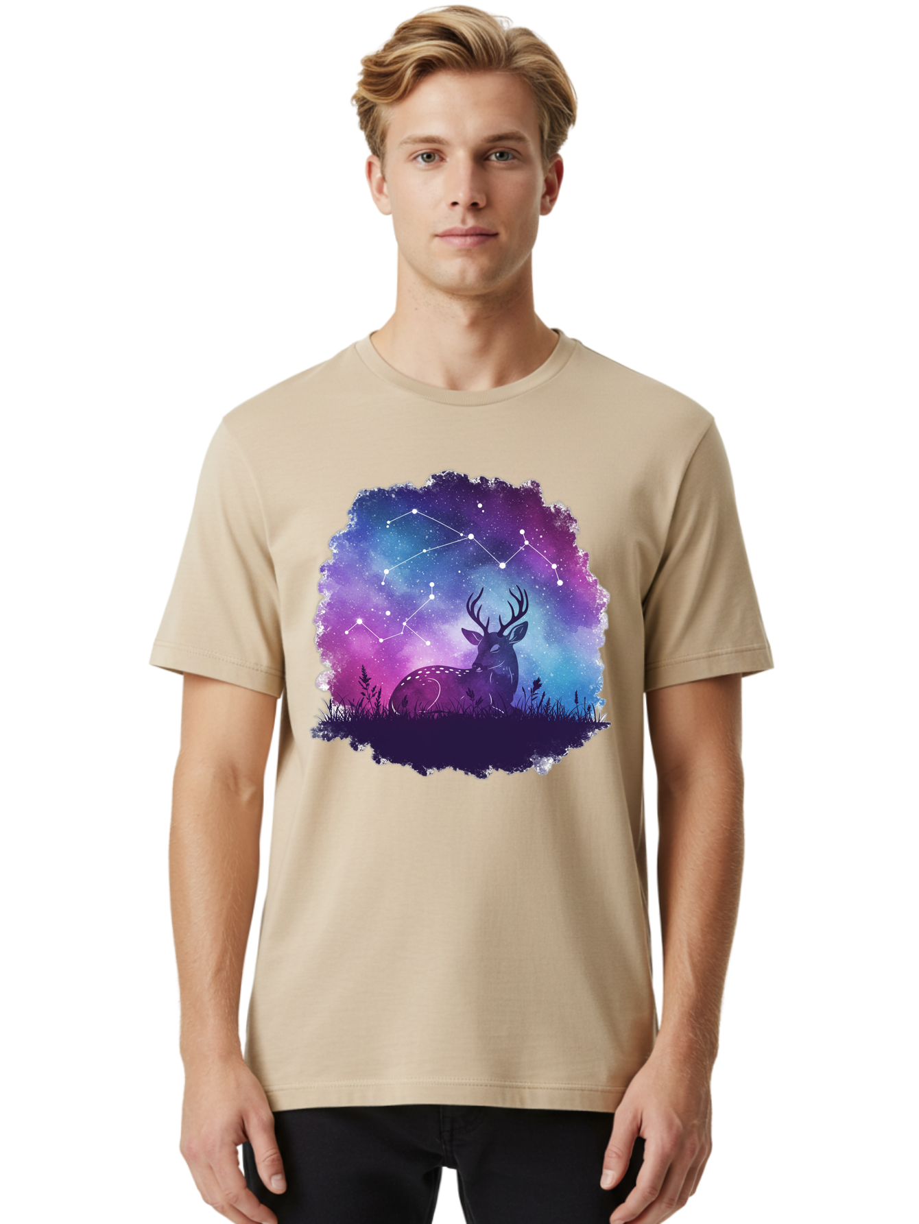 Deer-Constellation-2 Men'S Graphic Tee, 100% Cotton, Comfortable Casual Summer Wear, Machine Washable, Vintage Camera, Old Camera, Antique Camera, Black Camera, Classic Photography, Photography Equipment, Nostalgic Device, Film Camera, Baf022