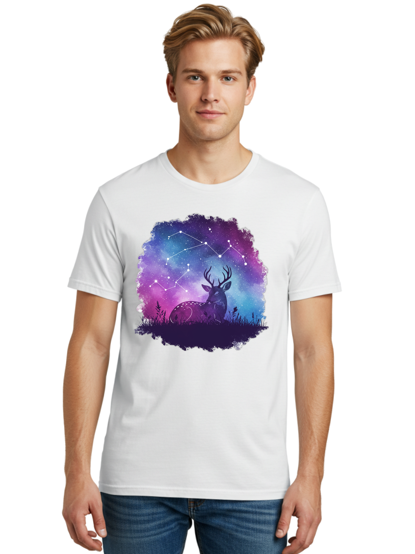 Deer-Constellation-2 Men'S Graphic Tee, 100% Cotton, Comfortable Casual Summer Wear, Machine Washable, Vintage Camera, Old Camera, Antique Camera, Black Camera, Classic Photography, Photography Equipment, Nostalgic Device, Film Camera, Baf022