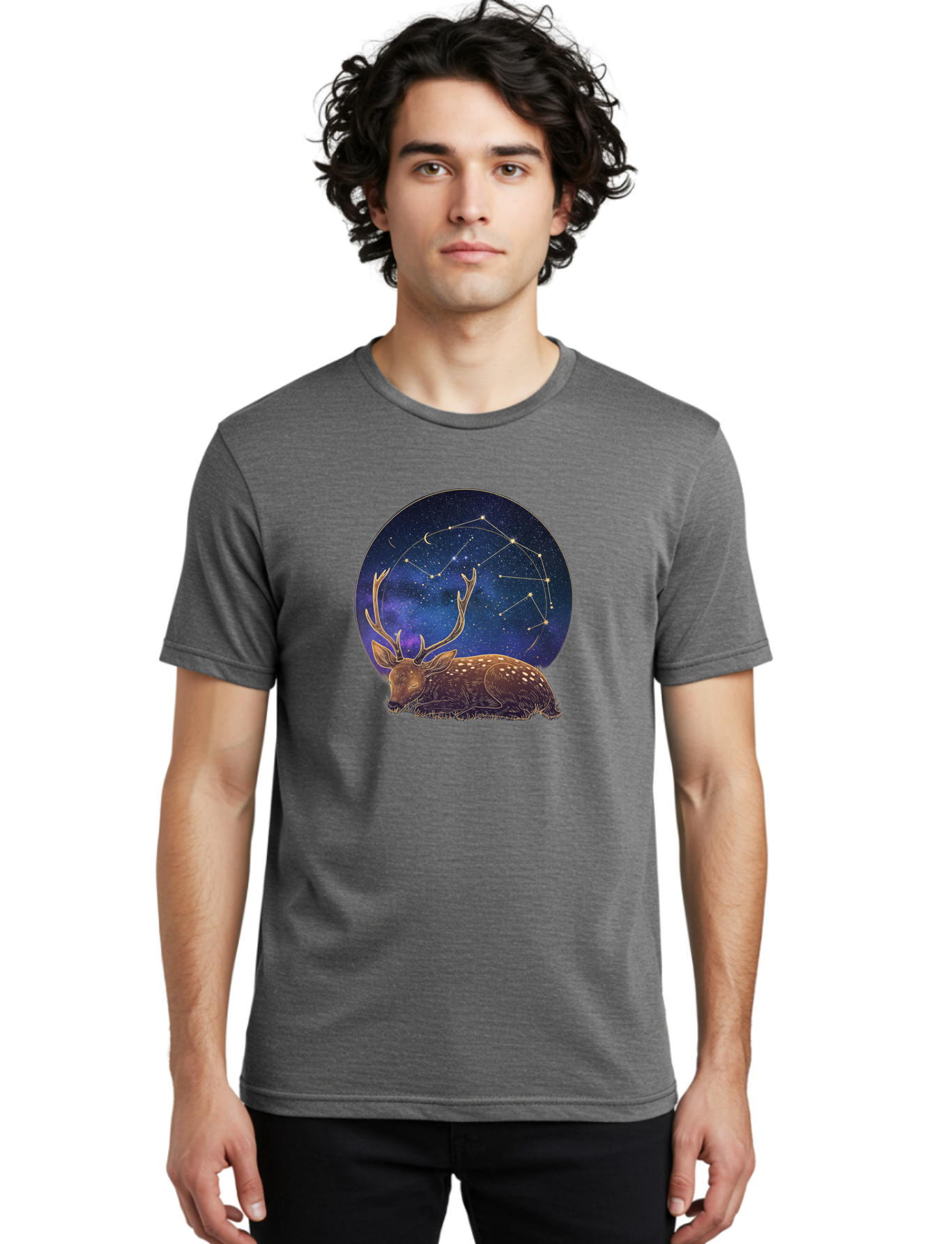 Deer-Constellation Men'S Graphic Tee, 100% Cotton, Comfortable Casual Summer Wear, Machine Washable, Vintage Camera, Old Camera, Antique Camera, Black Camera, Classic Photography, Photography Equipment, Nostalgic Device, Film Camera, Baf023