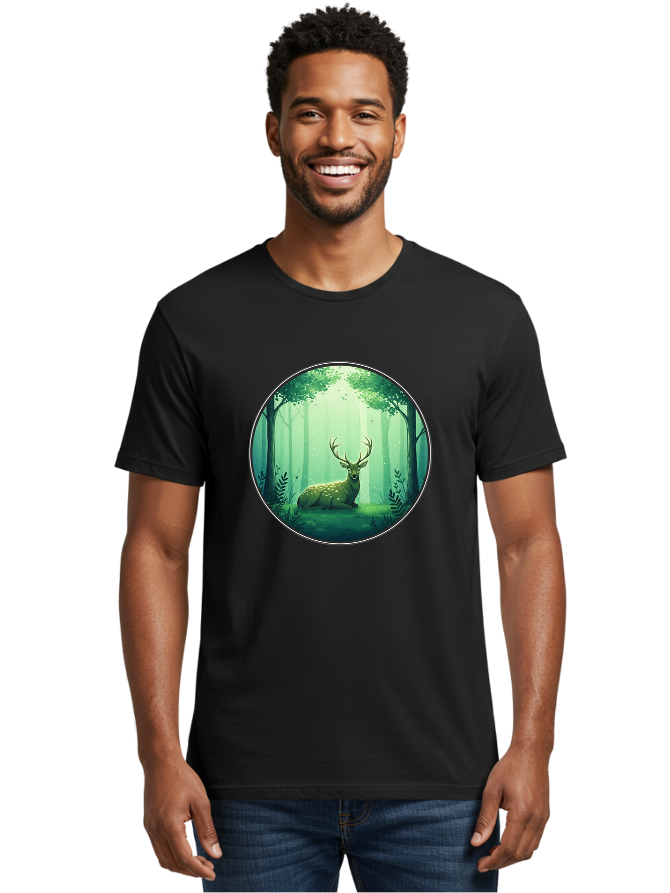 Deer-In-Forest-1 Men'S Graphic Tee, 100% Cotton, Comfortable Casual Summer Wear, Machine Washable, Vintage Camera, Old Camera, Antique Camera, Black Camera, Classic Photography, Photography Equipment, Nostalgic Device, Film Camera, Camera Art Baf025