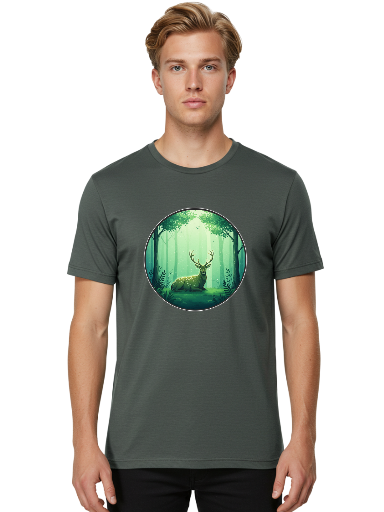 Deer-In-Forest-1 Men'S Graphic Tee, 100% Cotton, Comfortable Casual Summer Wear, Machine Washable, Vintage Camera, Old Camera, Antique Camera, Black Camera, Classic Photography, Photography Equipment, Nostalgic Device, Film Camera, Camera Art Baf025